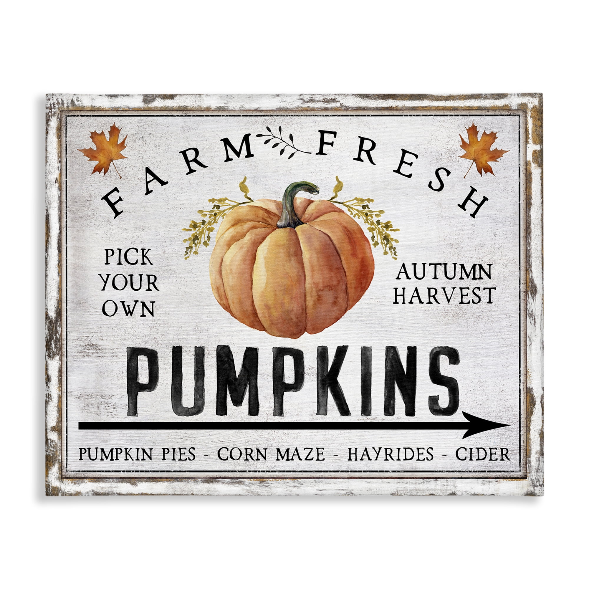 Stupell Industries Farm Fresh Pumpkin Holiday Painting Gallery Wrapped Canvas Art Prints Wall Art, 40 x 30