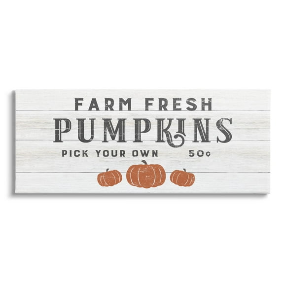 Stupell Industries Farm Fresh Pumpkins Country Sign Graphic Art Gallery Wrapped Canvas Print Wall Art, Design by CAD Designs