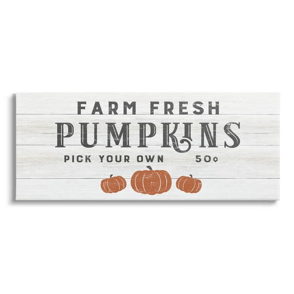 Stupell Industries Farm Fresh Pumpkins Country Sign Graphic Art Gallery Wrapped Canvas Print Wall Art, Design by CAD Designs