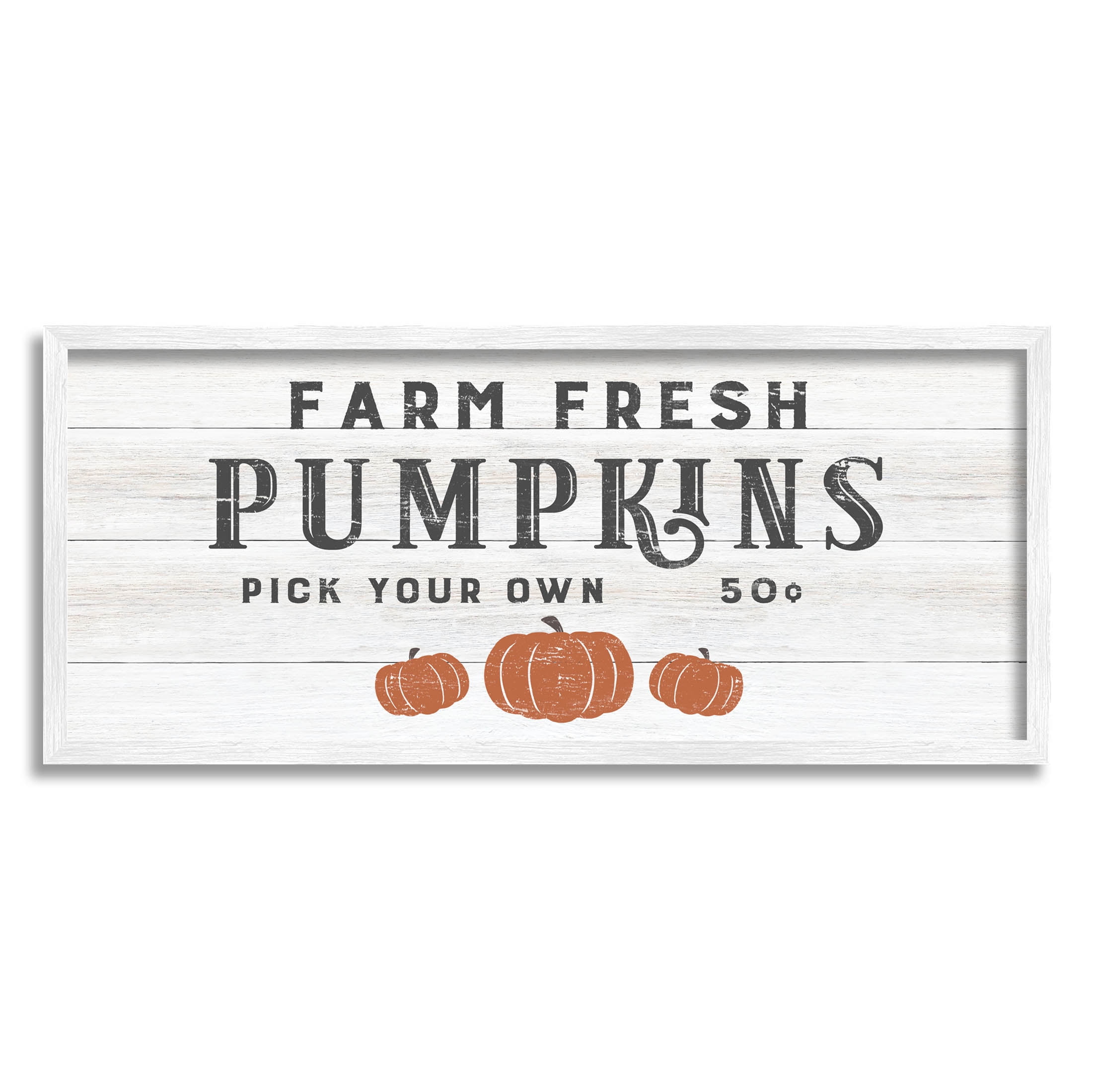 Stupell Industries Farm Fresh Pumpkins Country Sign Graphic Art White Framed Art Print Wall Art, Design by CAD Designs