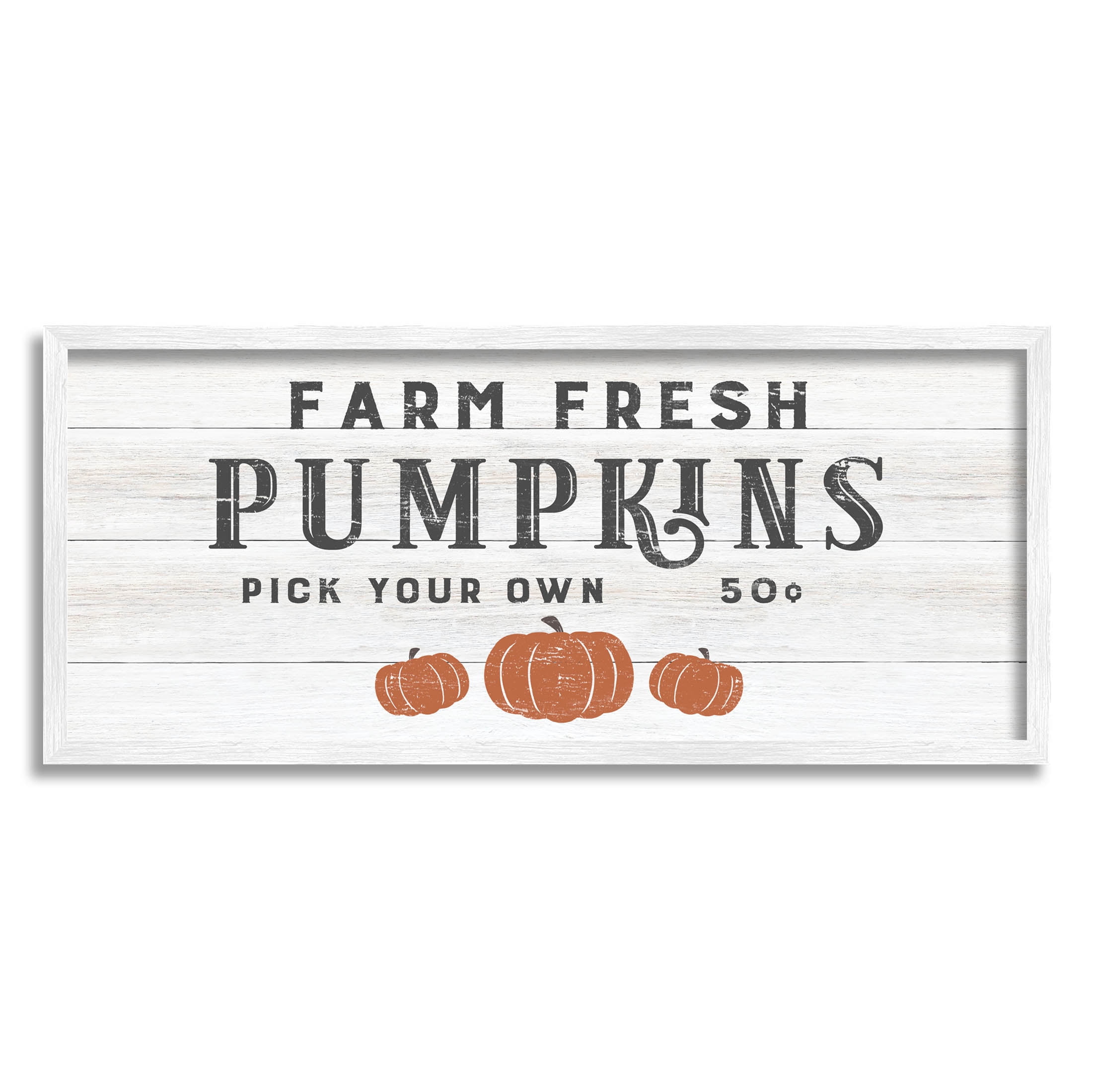 Stupell Industries Farm Fresh Pumpkins Country Sign Graphic Art White Framed Art Print Wall Art, Design by CAD Designs