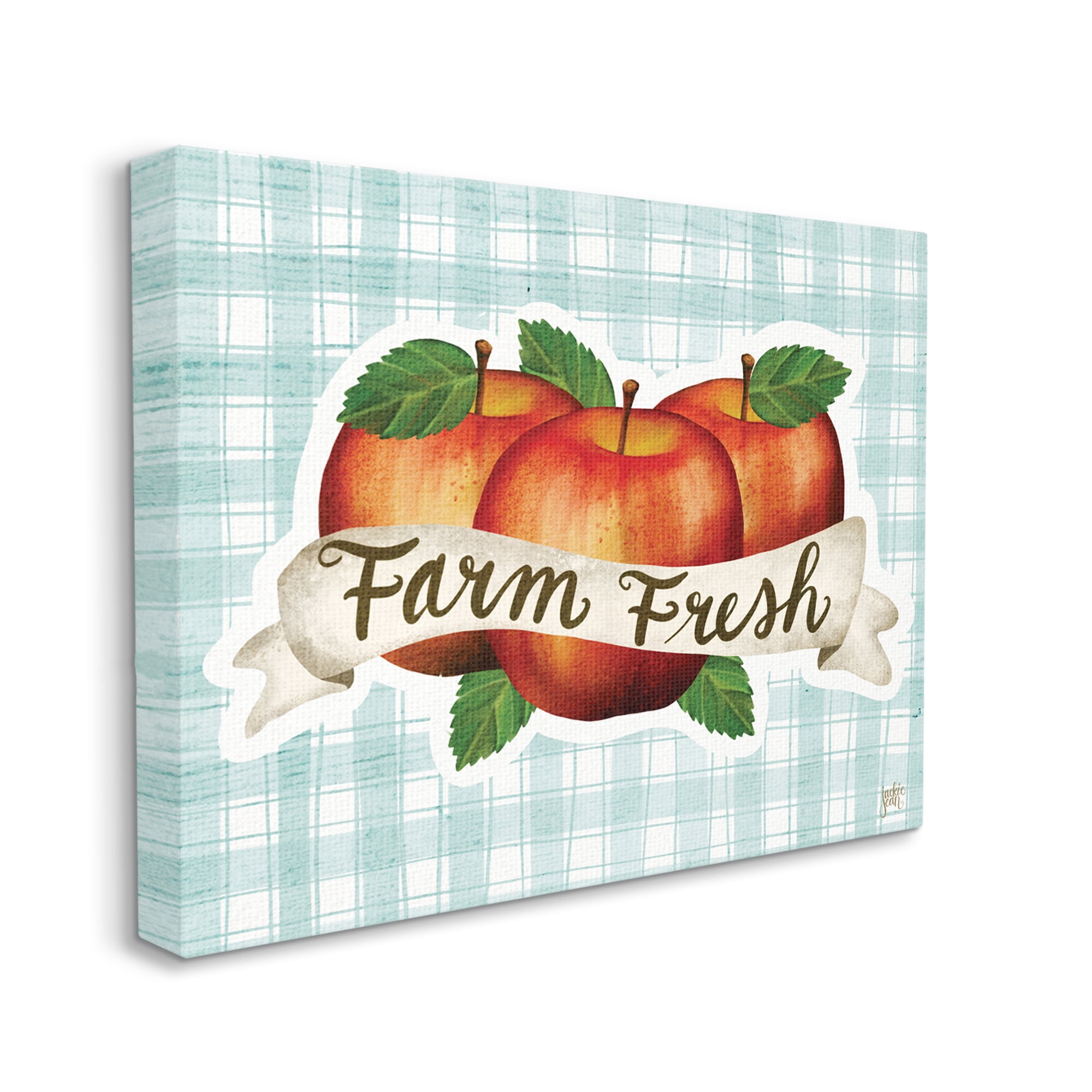 Stupell Industries Farm Fresh Red Apples over Blue Farm Plaid, 16 x 20, Designed by Jackie Quigley