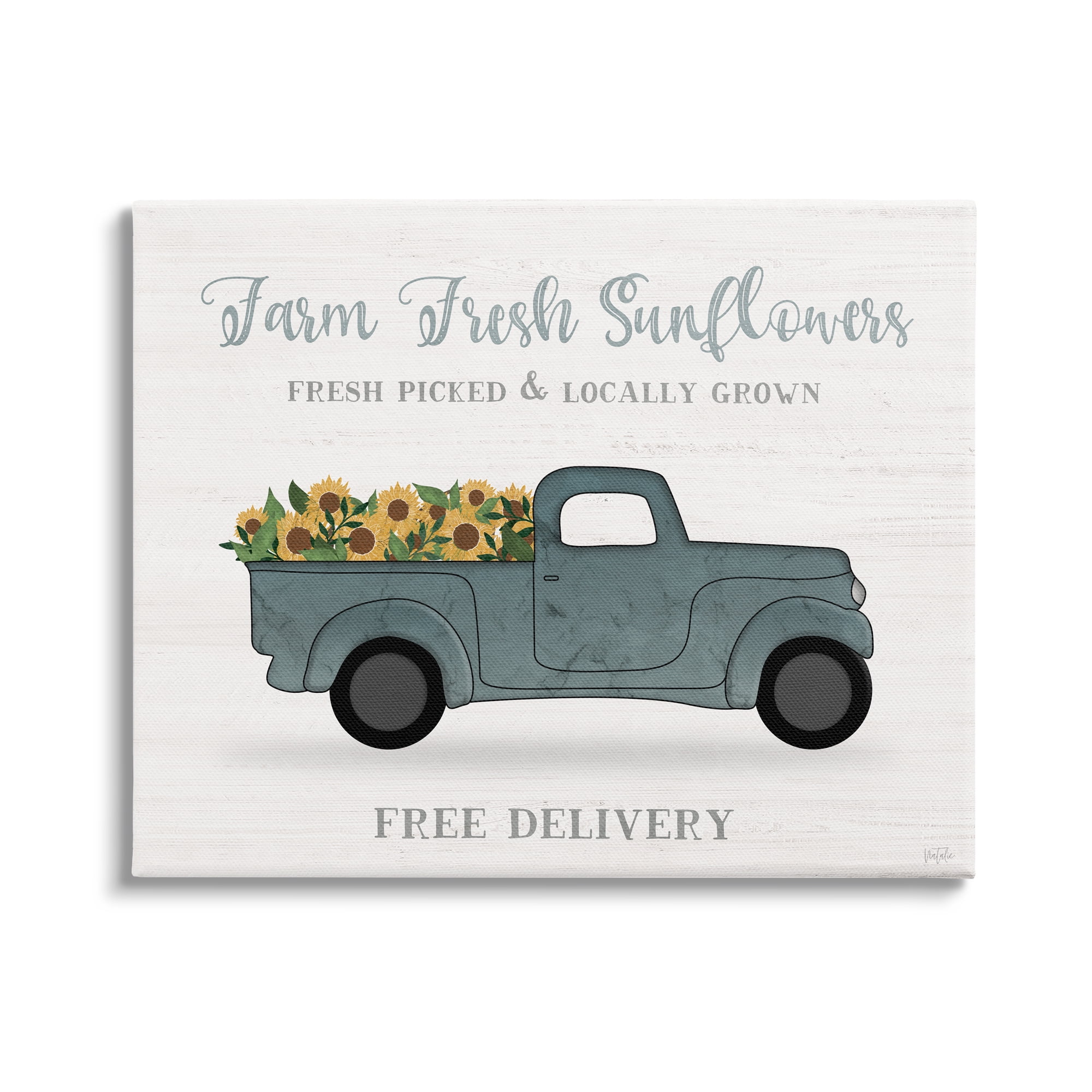 Stupell Industries Farm Fresh Sunflowers Rustic Pickup Truck Sign Graphic Art Gallery Wrapped Canvas Print Wall Art, Design by Natalie Carpentieri