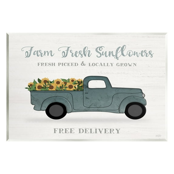Stupell Industries Farm Fresh Sunflowers Rustic Pickup Truck Sign Graphic Art Unframed Art Print Wall Art, Design by Natalie Carpentieri