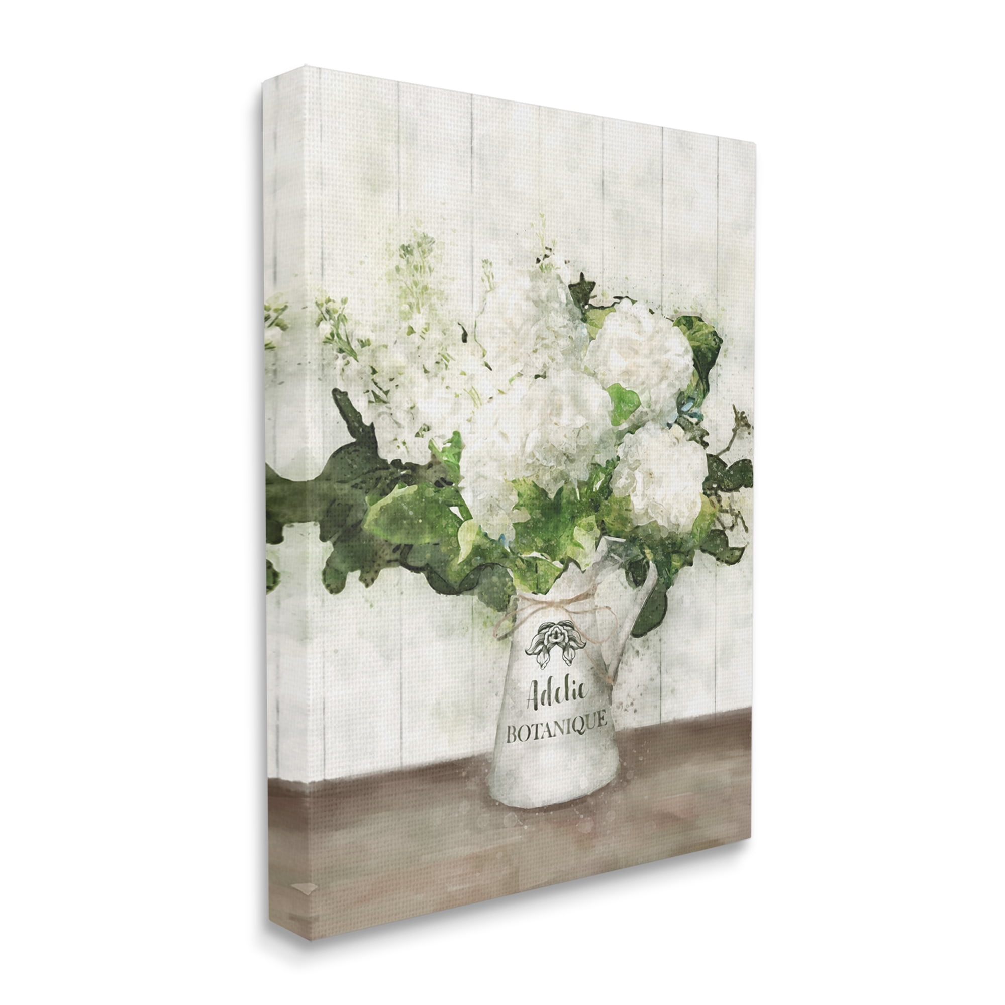 Farm Fresh White Florals in Antique Milk Pitcher Canvas Art