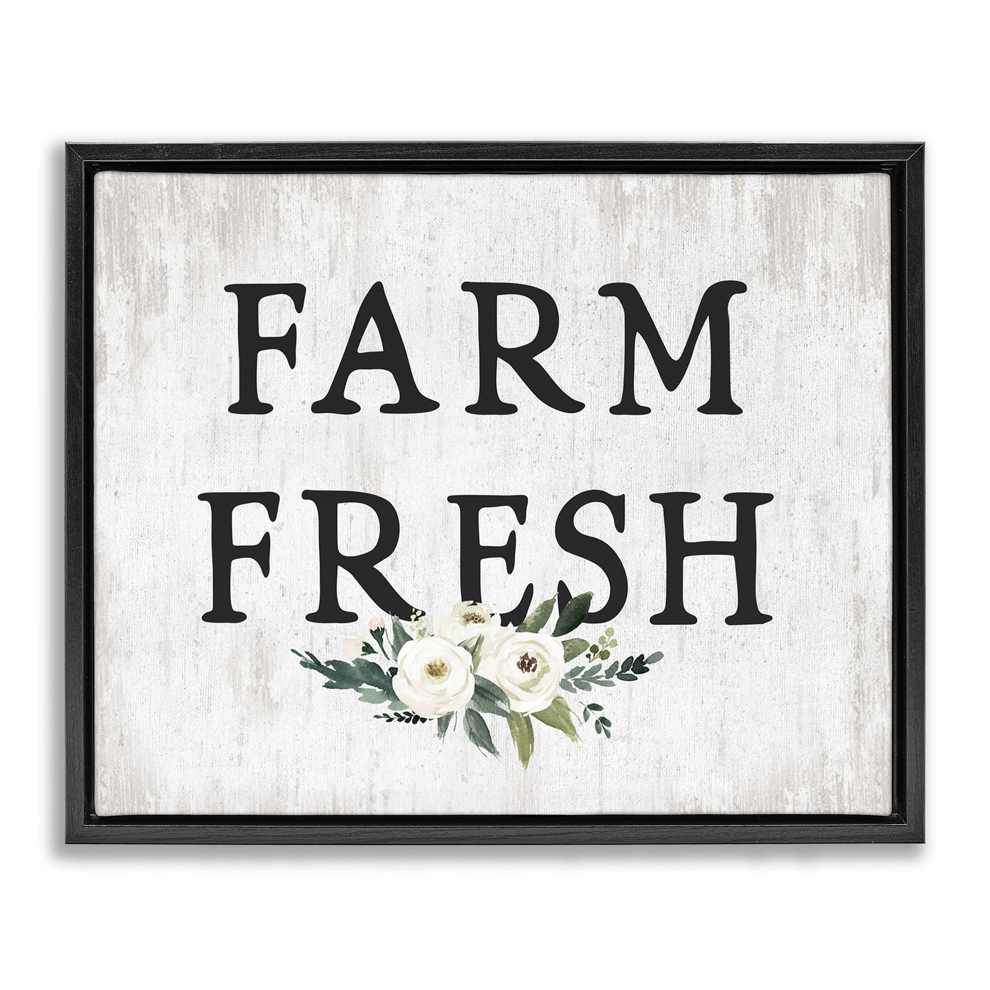 Stupell Industries Farm Fresh with Roses Botanical & Floral Painting Black Floater Framed Canvas Art Print Wall Art, 21 x 17