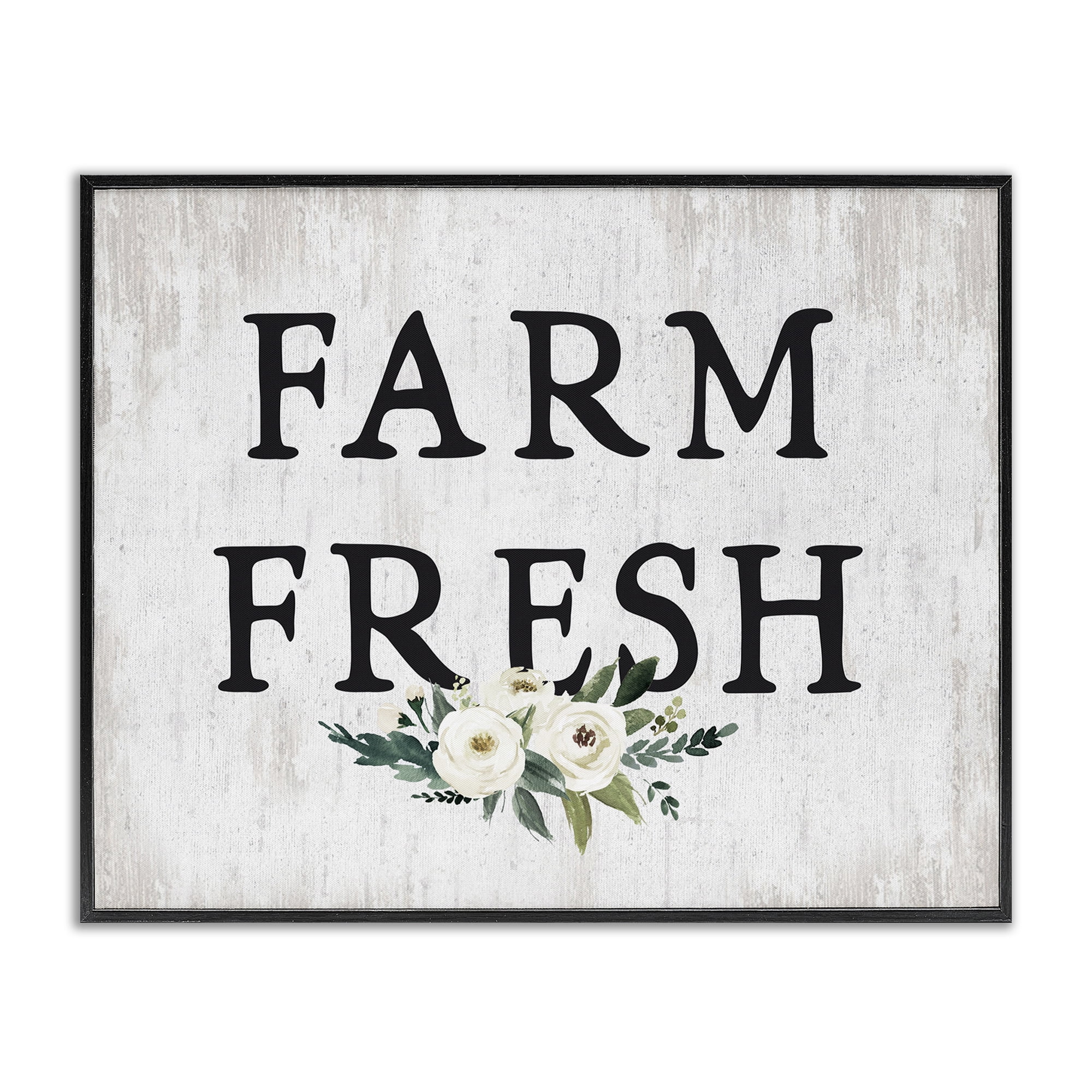 Stupell Industries Farm Fresh with Roses Botanical & Floral Painting Black Framed Art Print Wall Art, 14 x 11