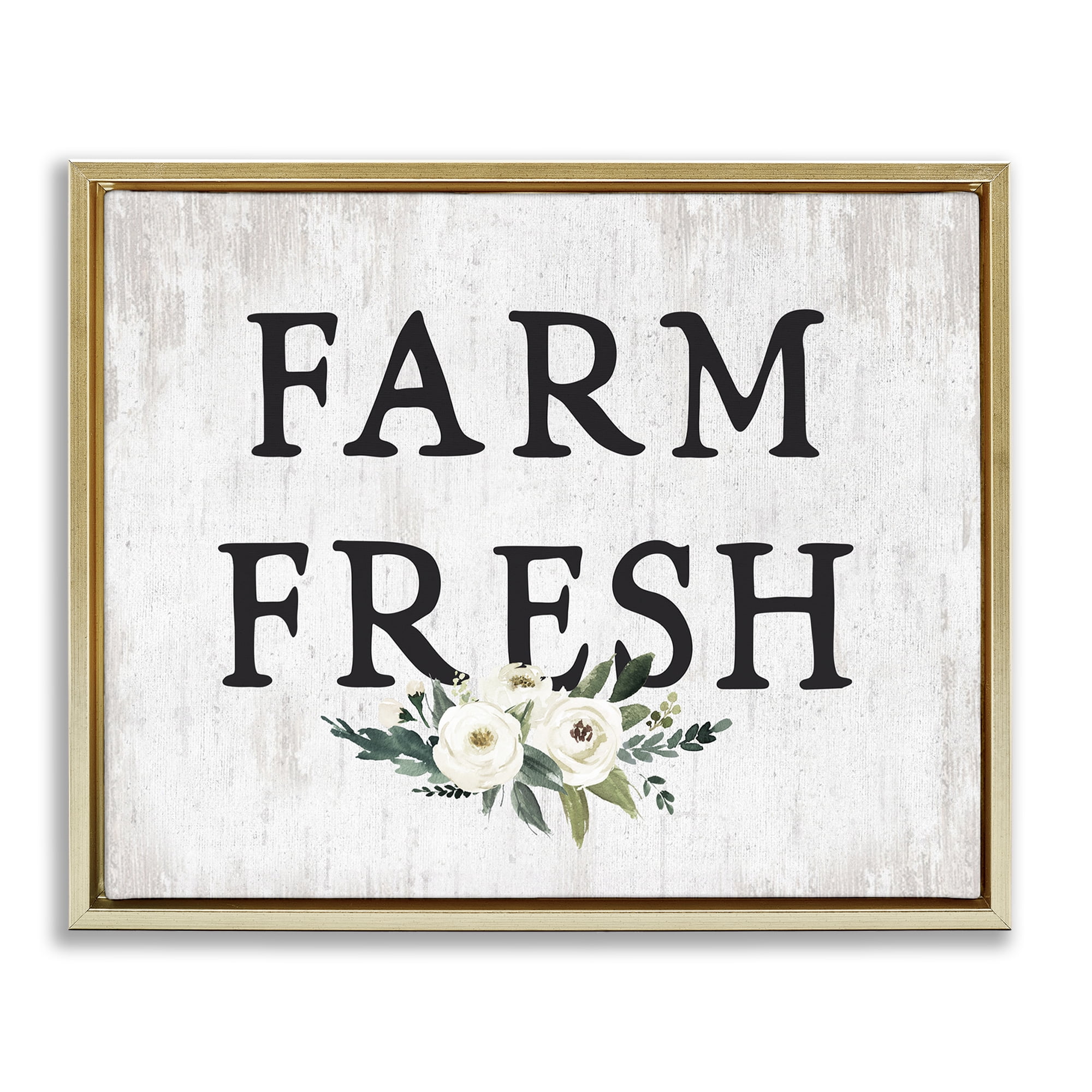 Stupell Industries Farm Fresh with Roses Botanical & Floral Painting Gold Floater Framed Canvas Art Print Wall Art, 31 x 25