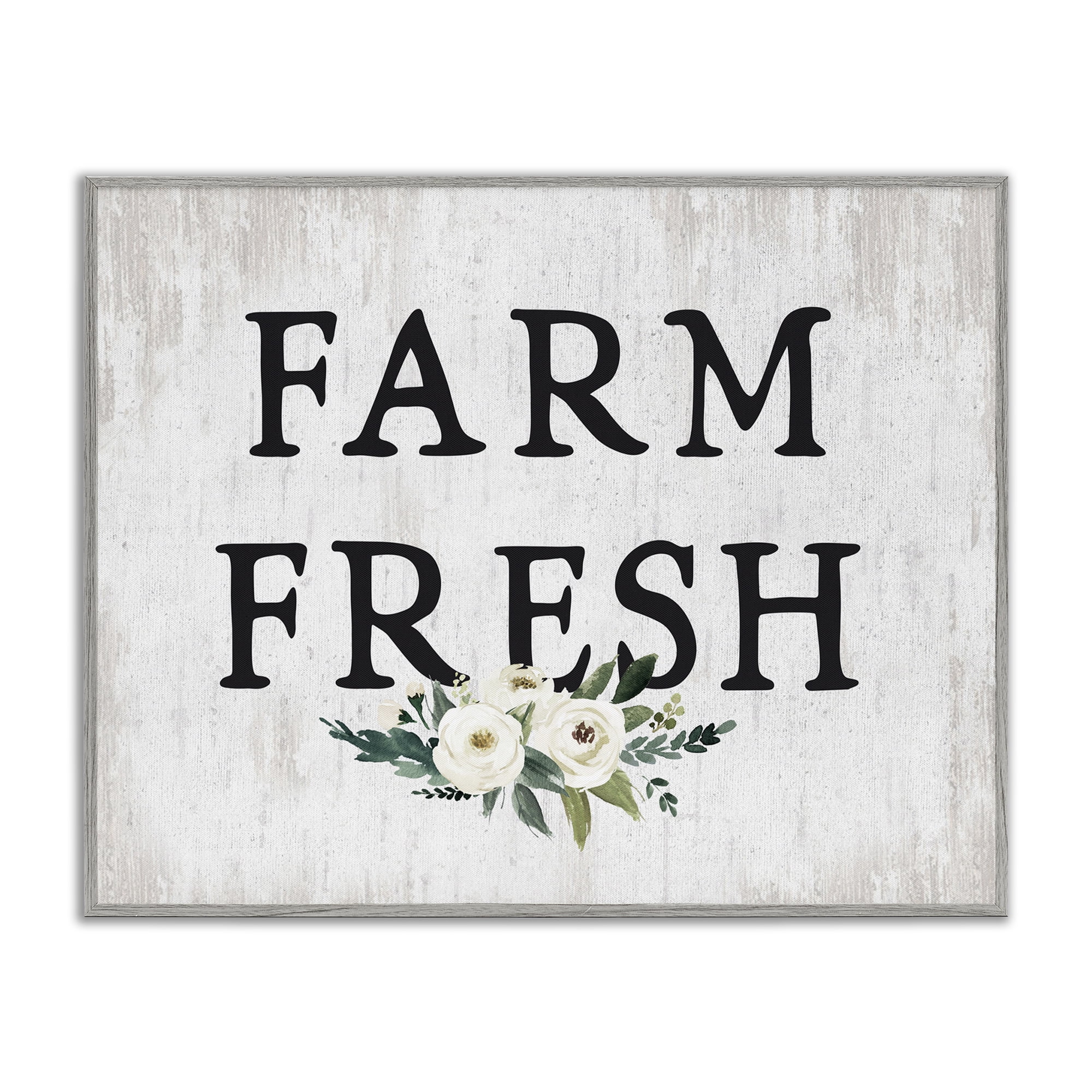 Stupell Industries Farm Fresh with Roses Botanical & Floral Painting Gray Framed Art Print Wall Art, 30 x 24