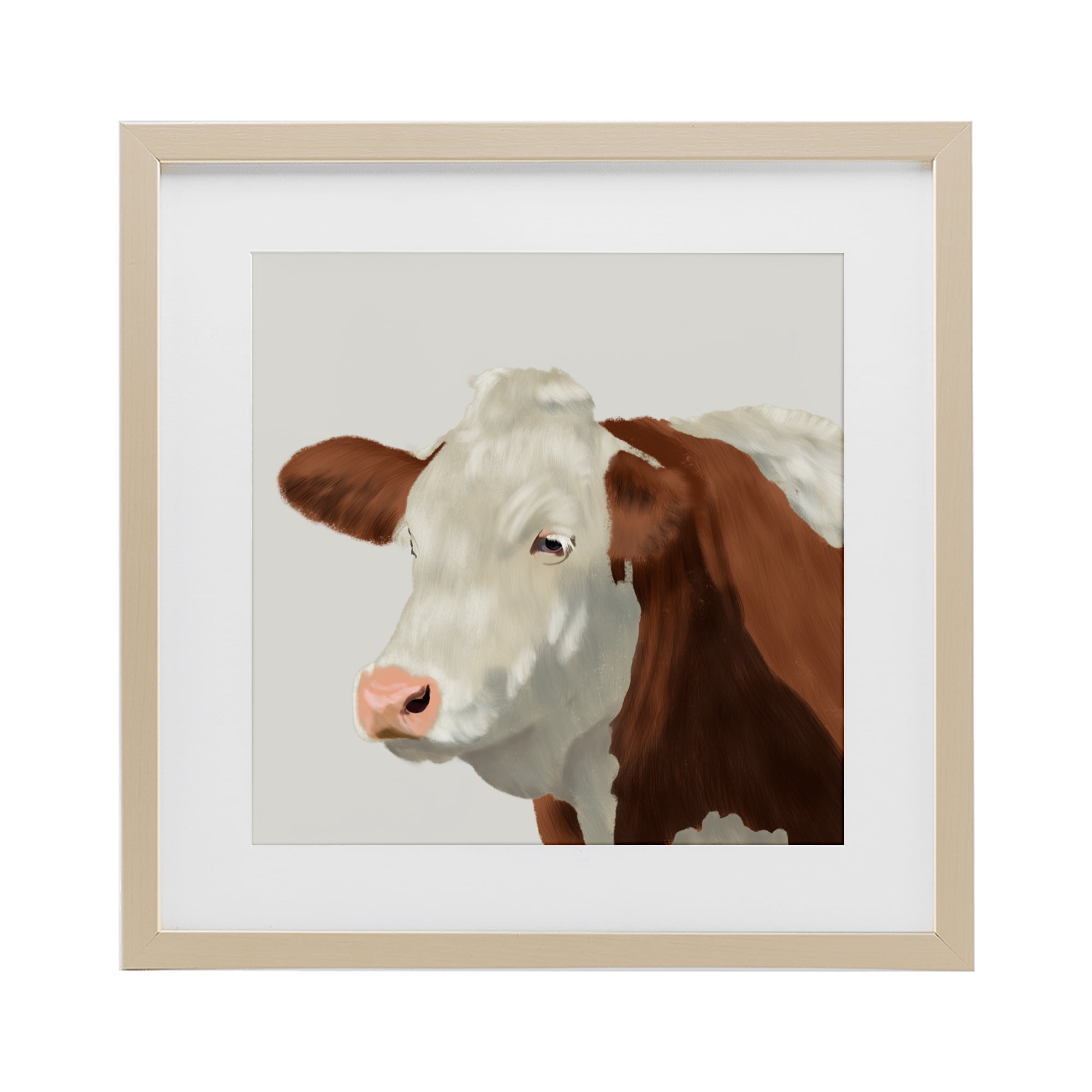 Stupell Industries Farm Friend Cow Portrait Birch Framed Print Under Glass, design by Marcus Prime