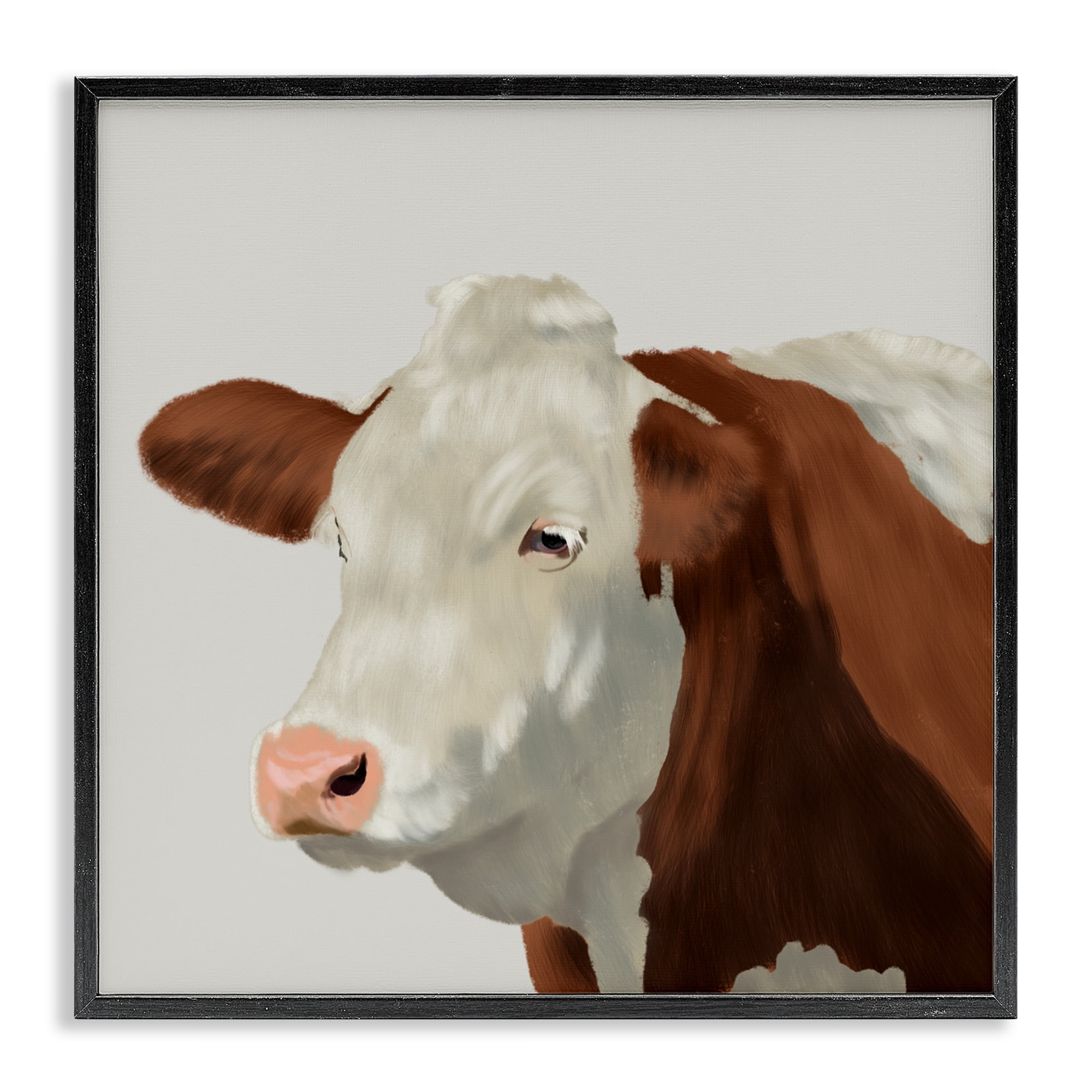Stupell Industries Farm Friend Cow Portrait Black Framed Giclee Art, design by Marcus Prime
