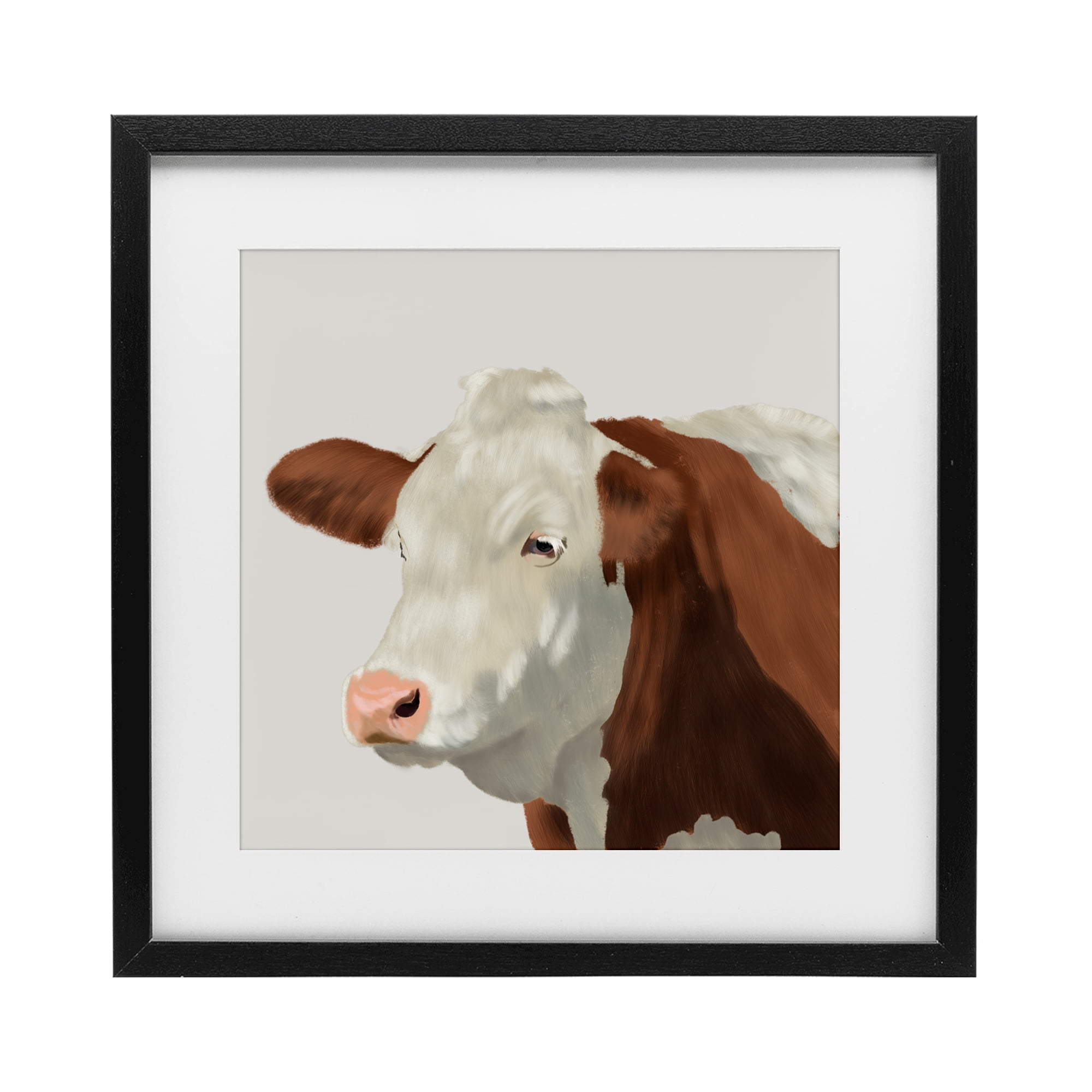 Stupell Industries Farm Friend Cow Portrait Black Framed Print Under Glass, design by Marcus Prime