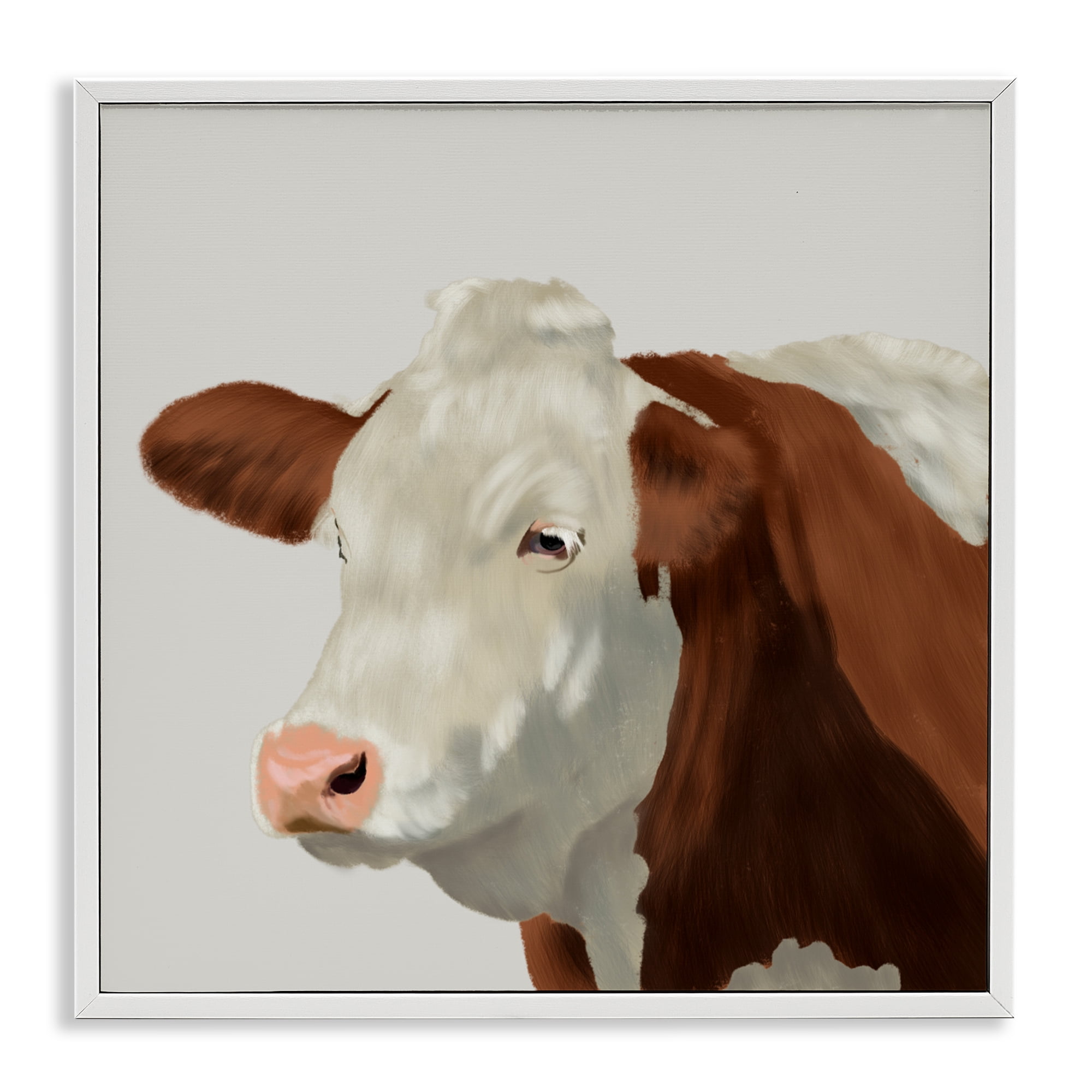 Stupell Industries Farm Friend Cow Portrait White Framed Giclee Art, design by Marcus Prime