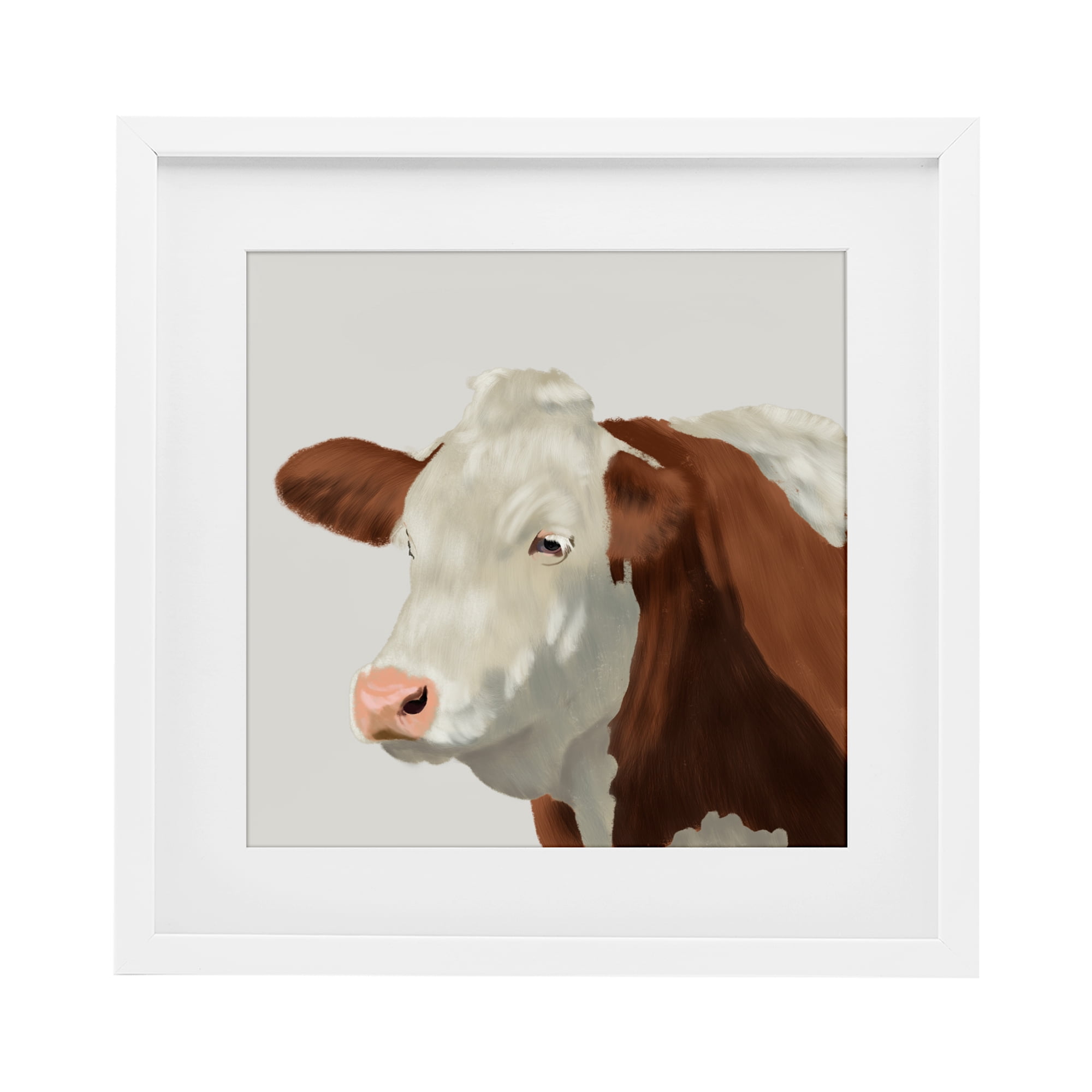 Stupell Industries Farm Friend Cow Portrait White Framed Print Under Glass, design by Marcus Prime