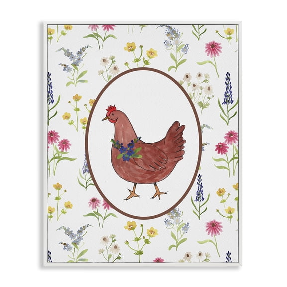 Stupell Industries Farm Friends Rooster & Herbs White Framed Giclee Art design by Nina Jacobs, 14 x 11