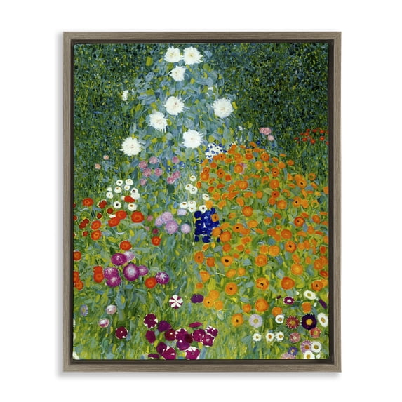 Stupell Industries French Country Farm Garden Classic Klimt Brown Floating Frame Canvas Art, 25 x 31, by Vintage Hustle