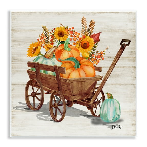 Stupell Industries Farm Harvest Wagon Botanical & Floral Painting Unframed Art Prints Wall Art, 12 x 12