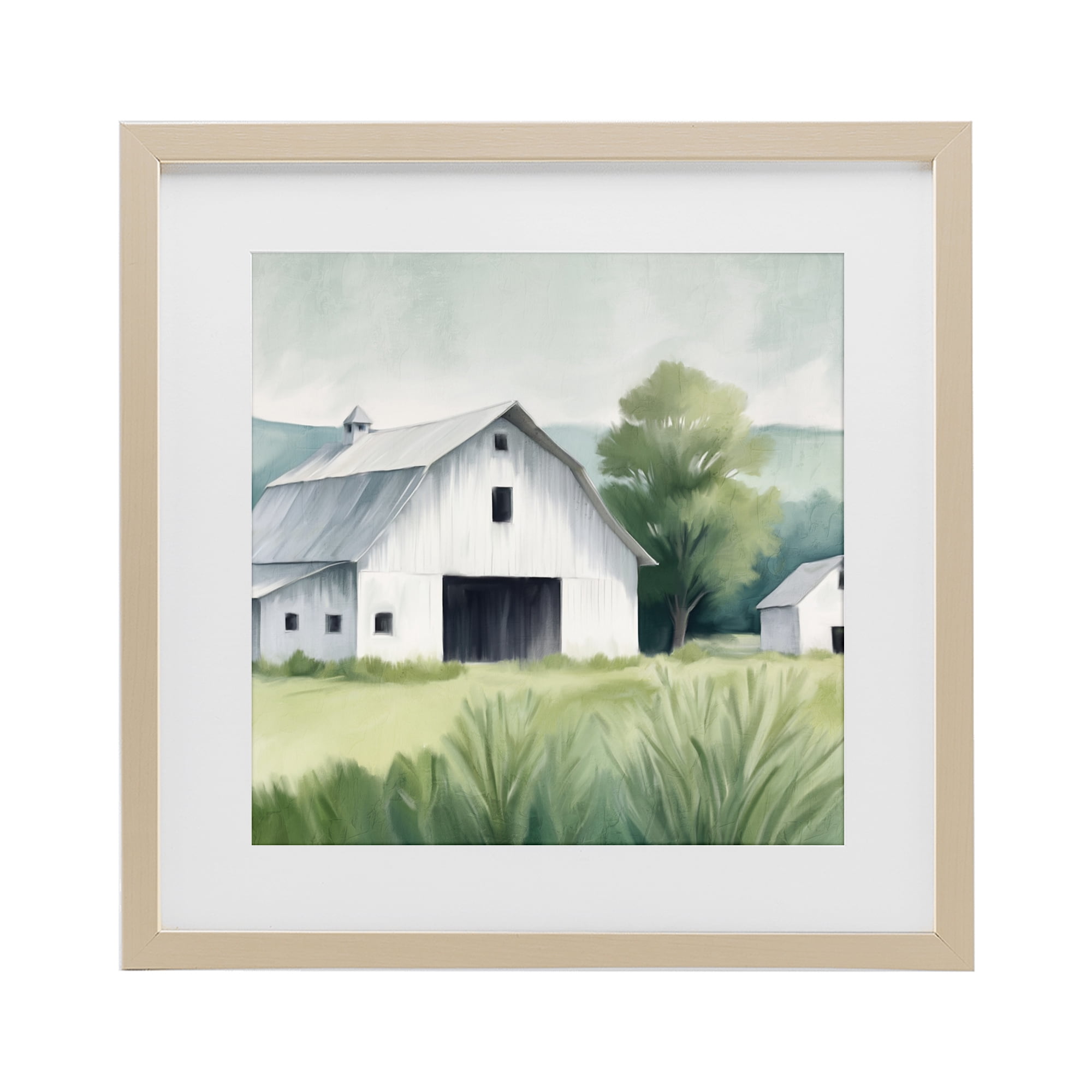 Stupell Industries Farm Home White Barn Birch Framed Print Under Glass, design by Kim Allen