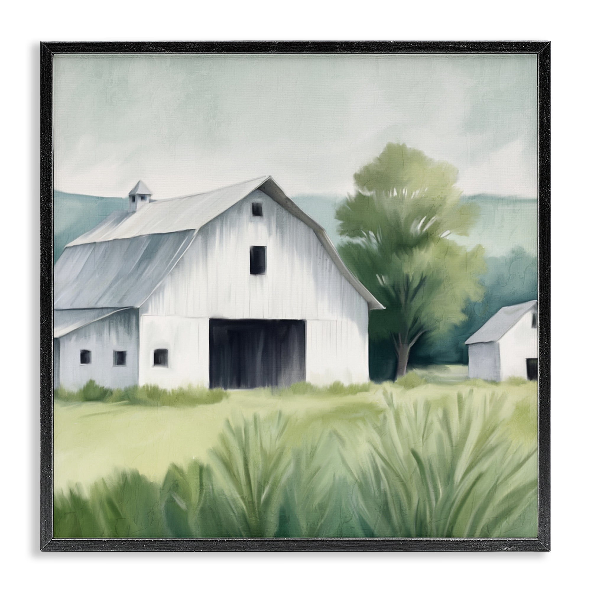 Stupell Industries Farm Home White Barn Black Framed Giclee Art, design by Kim Allen