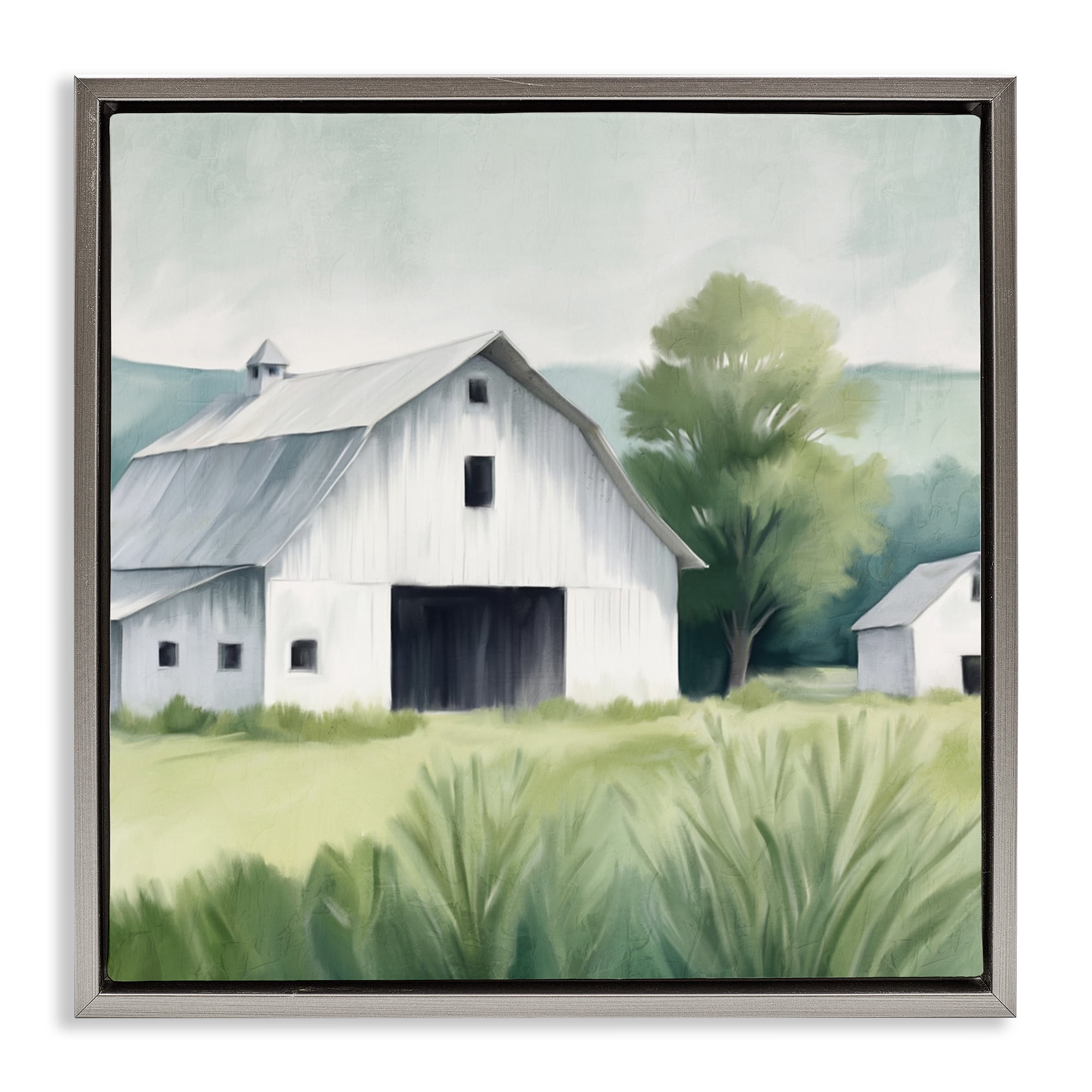 Stupell Industries Farm Home White Barn Gray Framed Floater Canvas Wall Art, design by Kim Allen