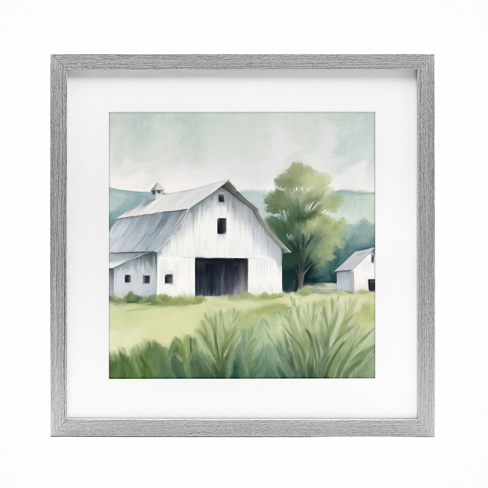 Stupell Industries Farm Home White Barn Gray Framed Print Under Glass, design by Kim Allen