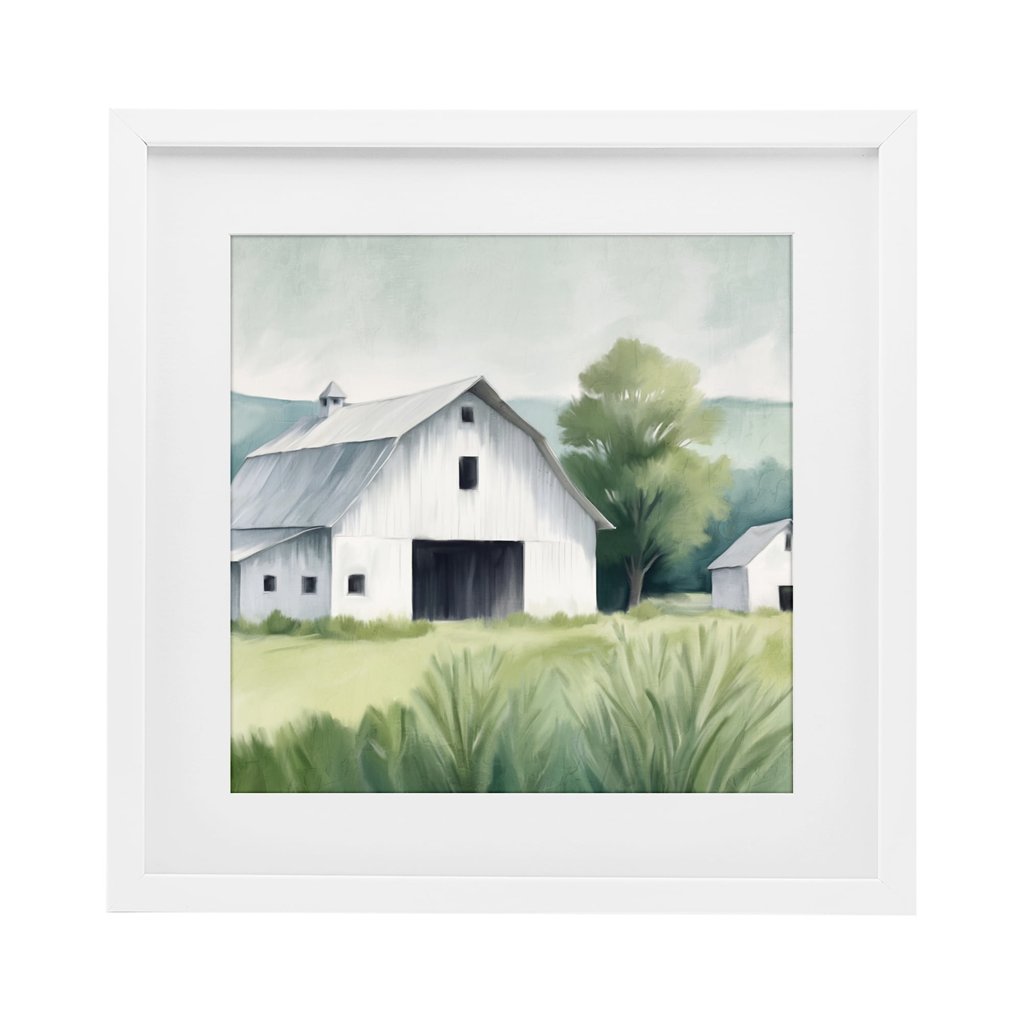 Stupell Industries Farm Home White Barn White Framed Print Under Glass, design by Kim Allen