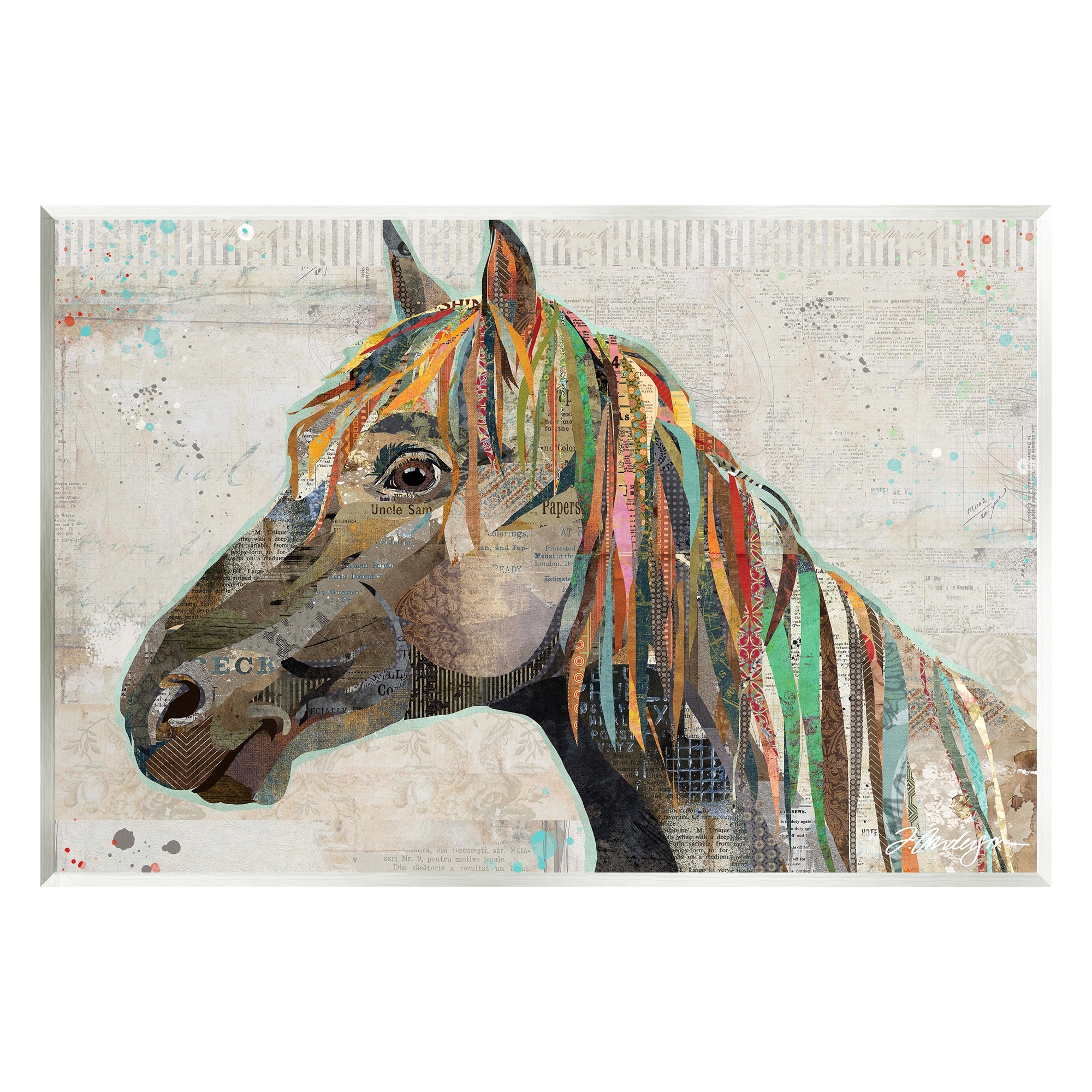 Stupell Industries Farm Horse Animal Portrait Varied Script Words Collage Graphic Art Unframed Art Print Wall Art, Design by Traci Anderson