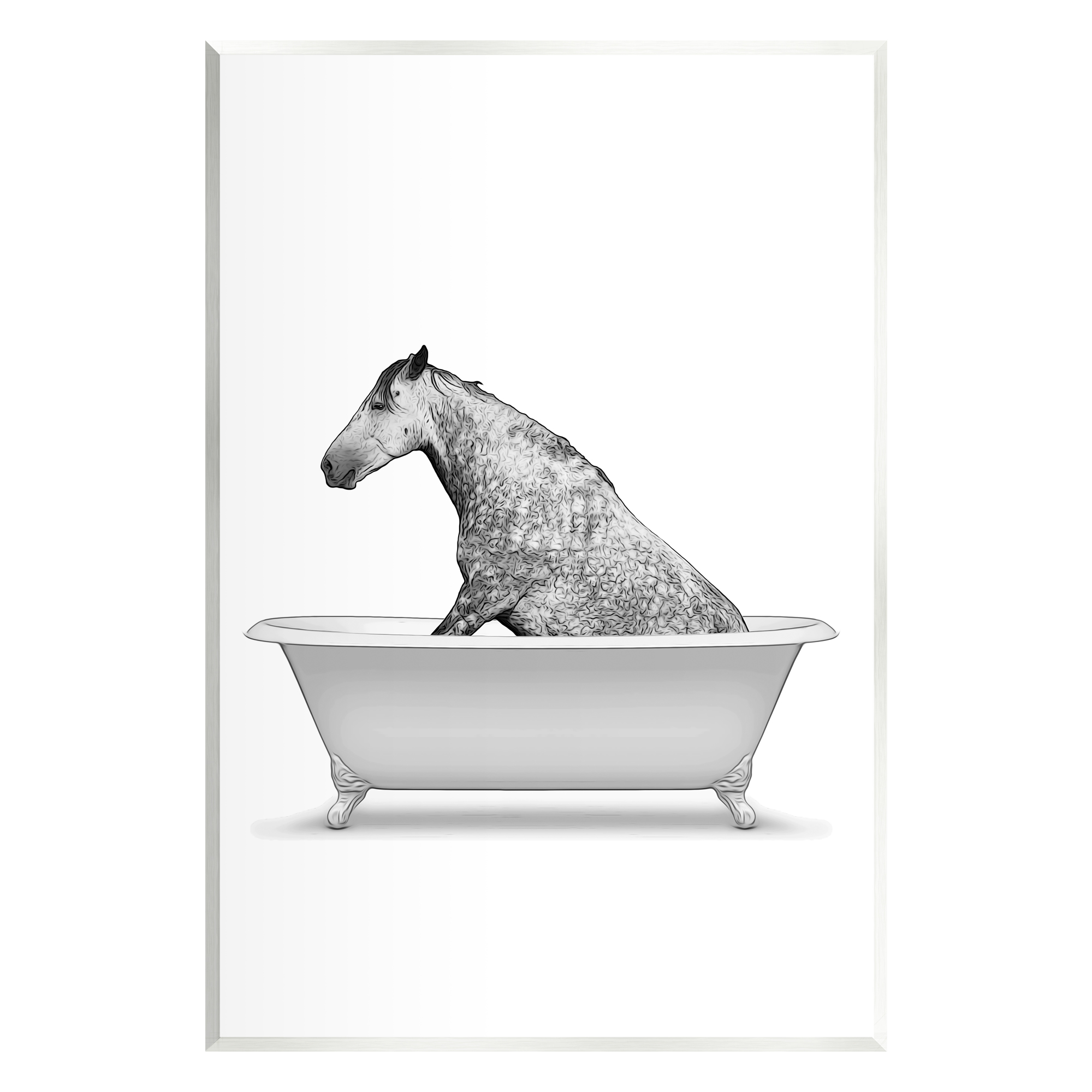 Stupell Industries Farm Horse Bathtub Animal Animals & Insects Painting Unframed Art Print Wall Art