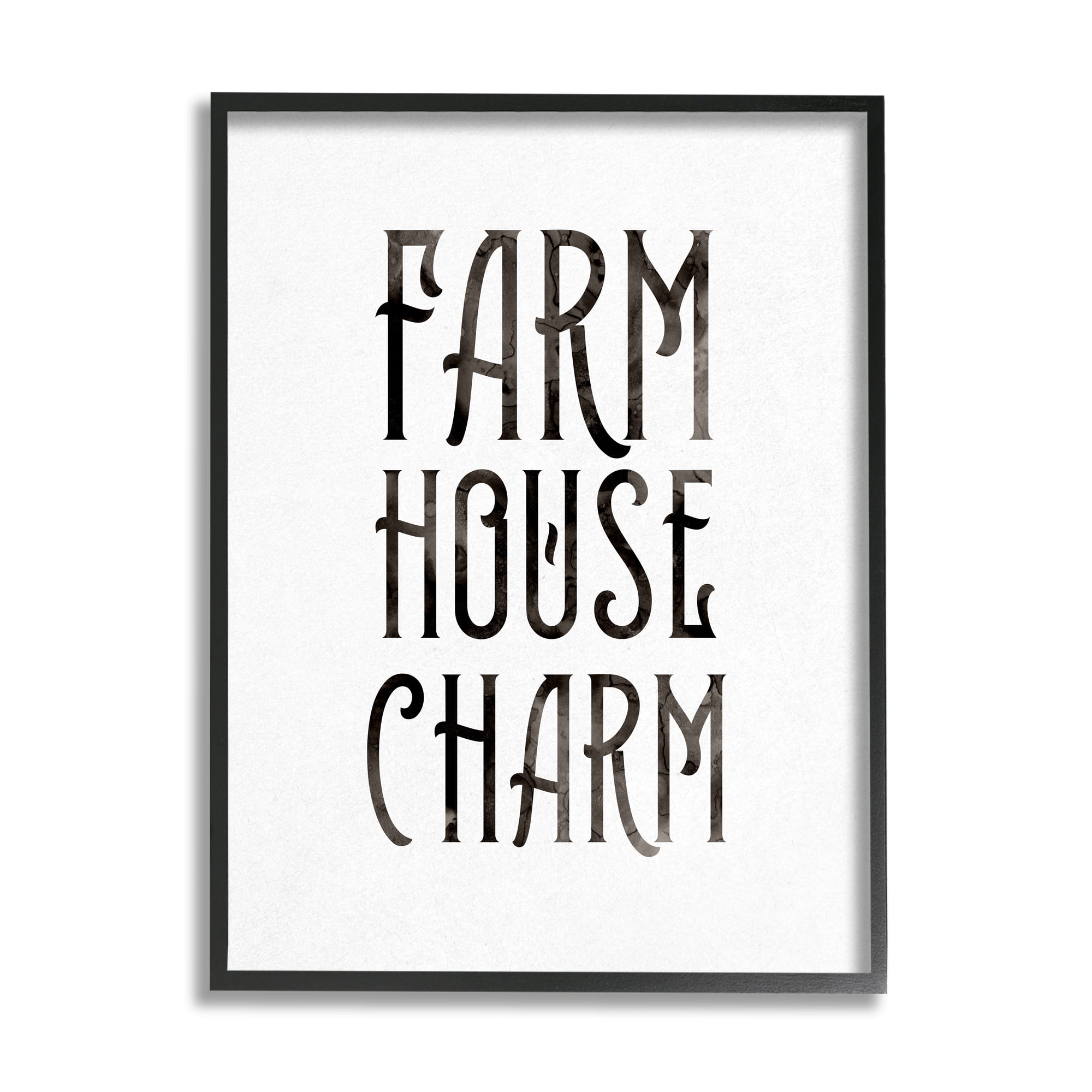 Stupell Industries Farm House Charm Phrase Abstract Grain Pattern Typography Farmhouse Painting Black Framed Art Print Wall Art, 24 x 30, Design by Daphne Polselli