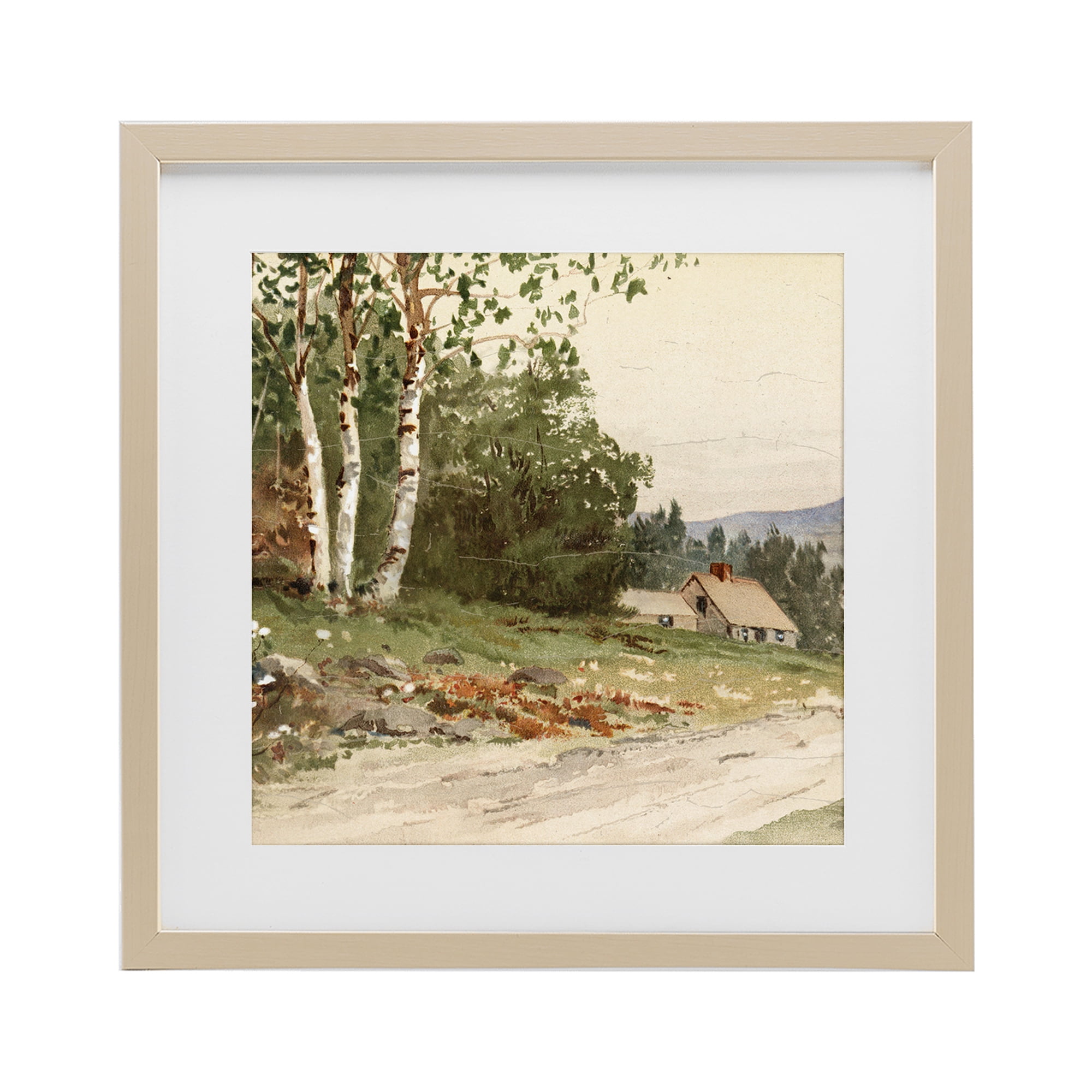Stupell Industries Farm House Dirt Road Birch Framed Print Under Glass, design by Lula Bijoux & co.