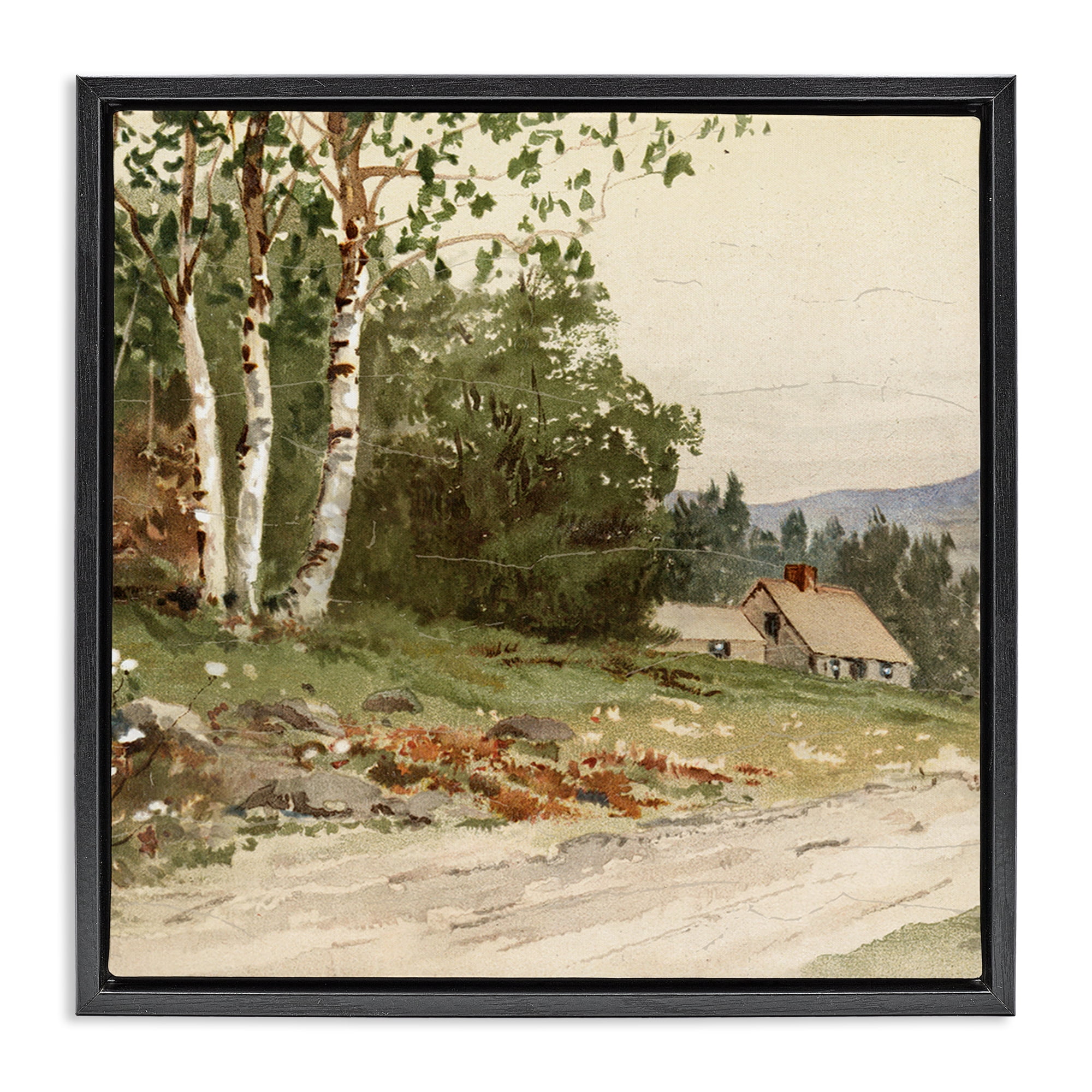 Stupell Industries Farm House Dirt Road Black Framed Floater Canvas Wall Art, design by Lula Bijoux & co.