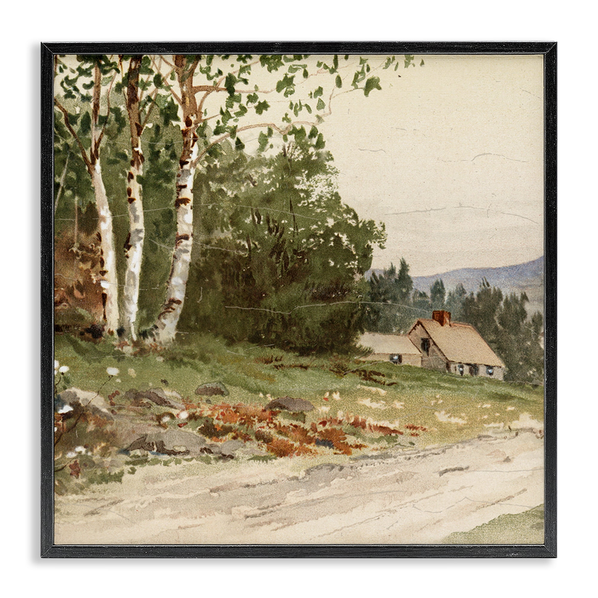 Stupell Industries Farm House Dirt Road Black Framed Giclee Art, design by Lula Bijoux & co.