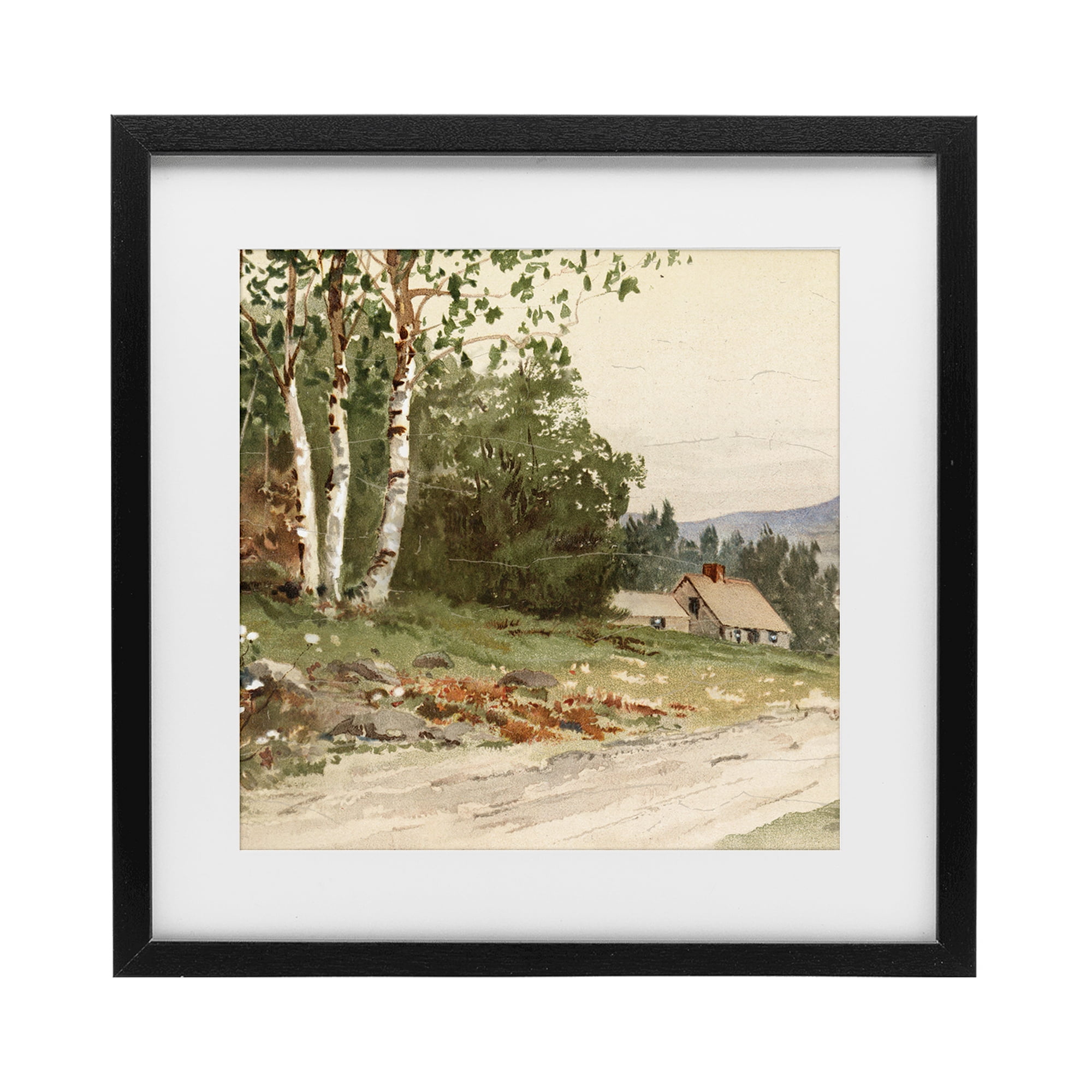 Stupell Industries Farm House Dirt Road Black Framed Print Under Glass, design by Lula Bijoux & co.