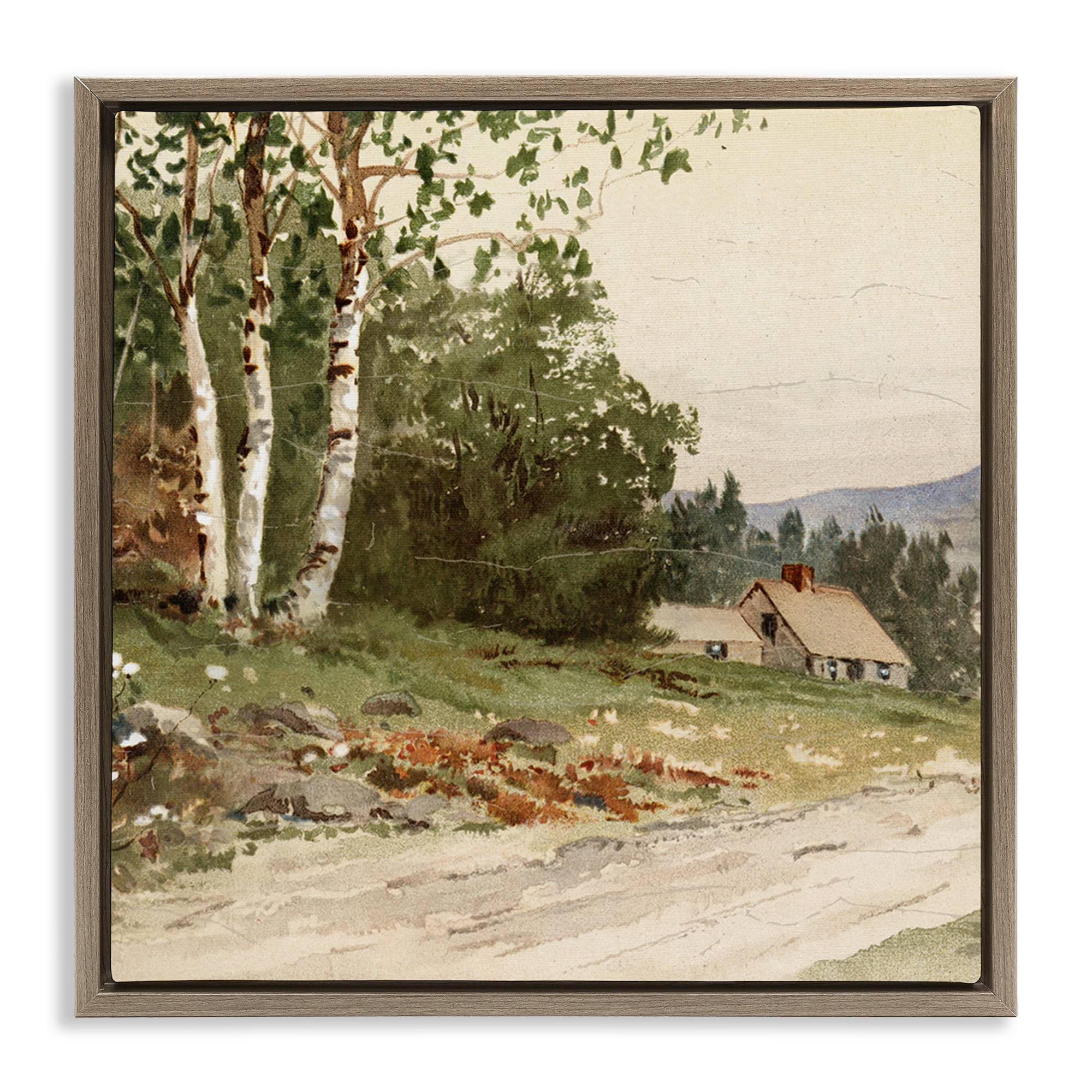 Stupell Industries Farm House Dirt Road Brown Framed Floater Canvas Wall Art, design by Lula Bijoux & co.
