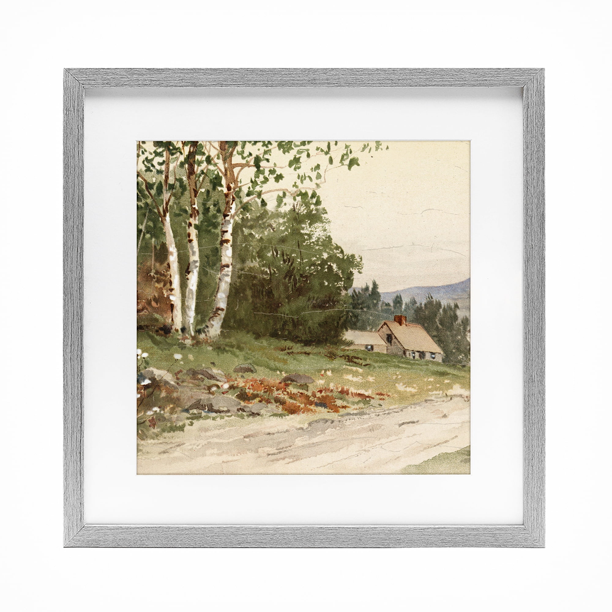 Stupell Industries Farm House Dirt Road Gray Framed Print Under Glass, design by Lula Bijoux & co.