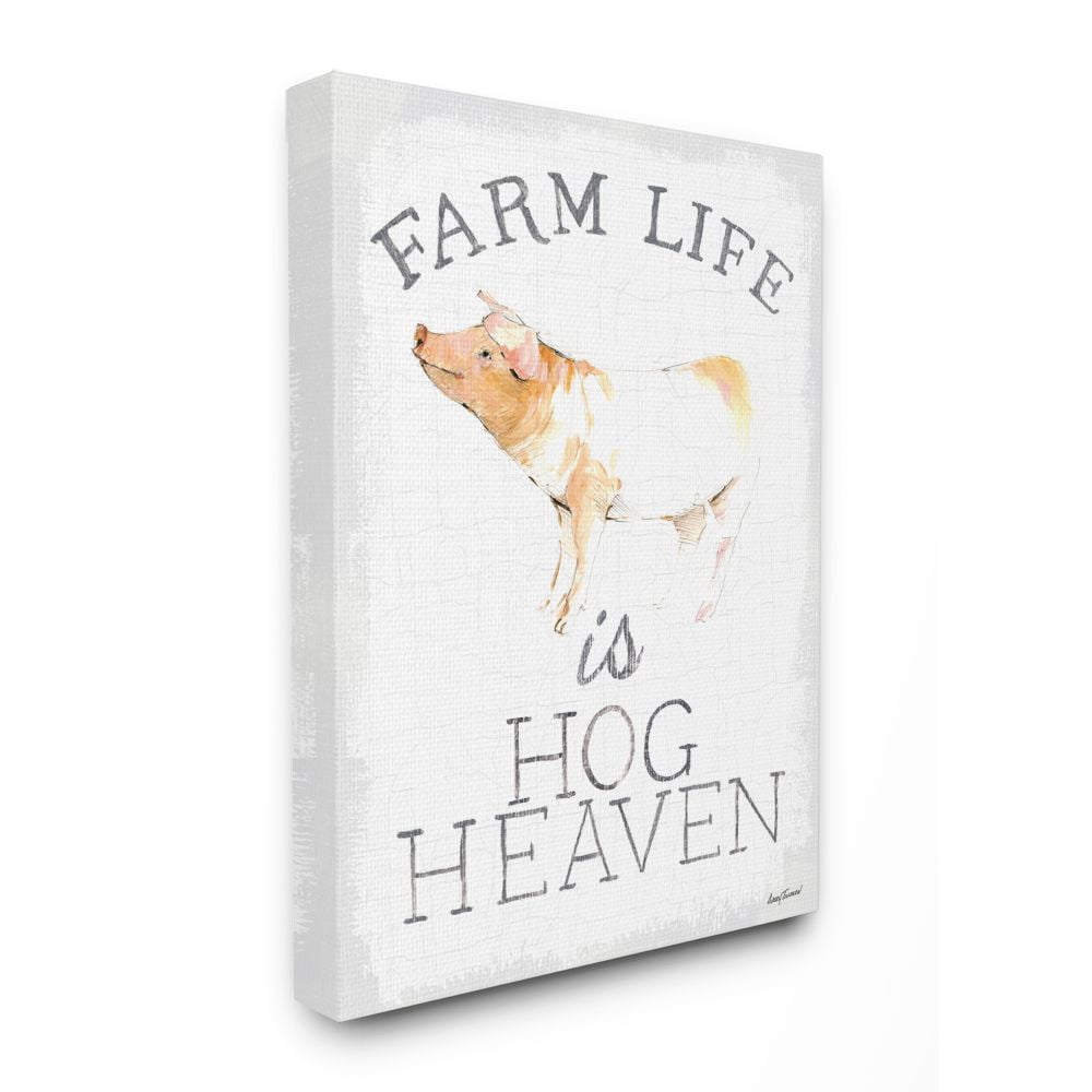 Stupell Industries Farm Life is Hog Heaven Phrase Farm Animal Pig Canvas Wall Art Design by Avery Tillmon, 16" x 20"