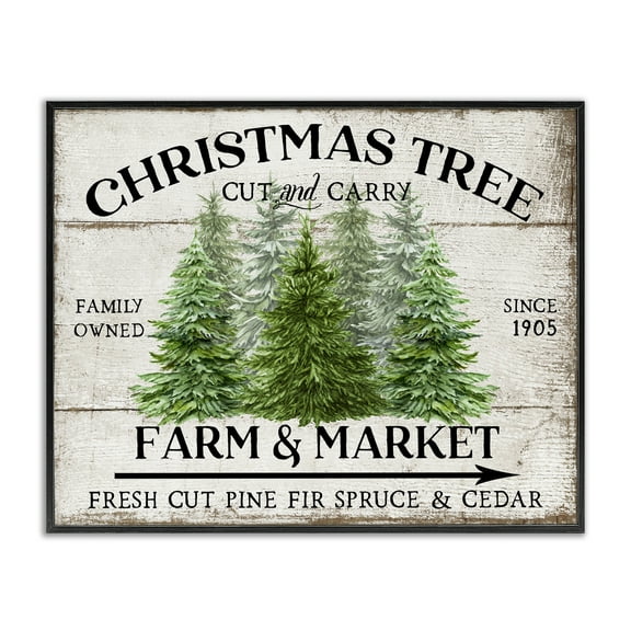 Stupell Industries Farm & Market Christmas Holiday Painting Black Framed Art Prints Wall Art, 14 x 11