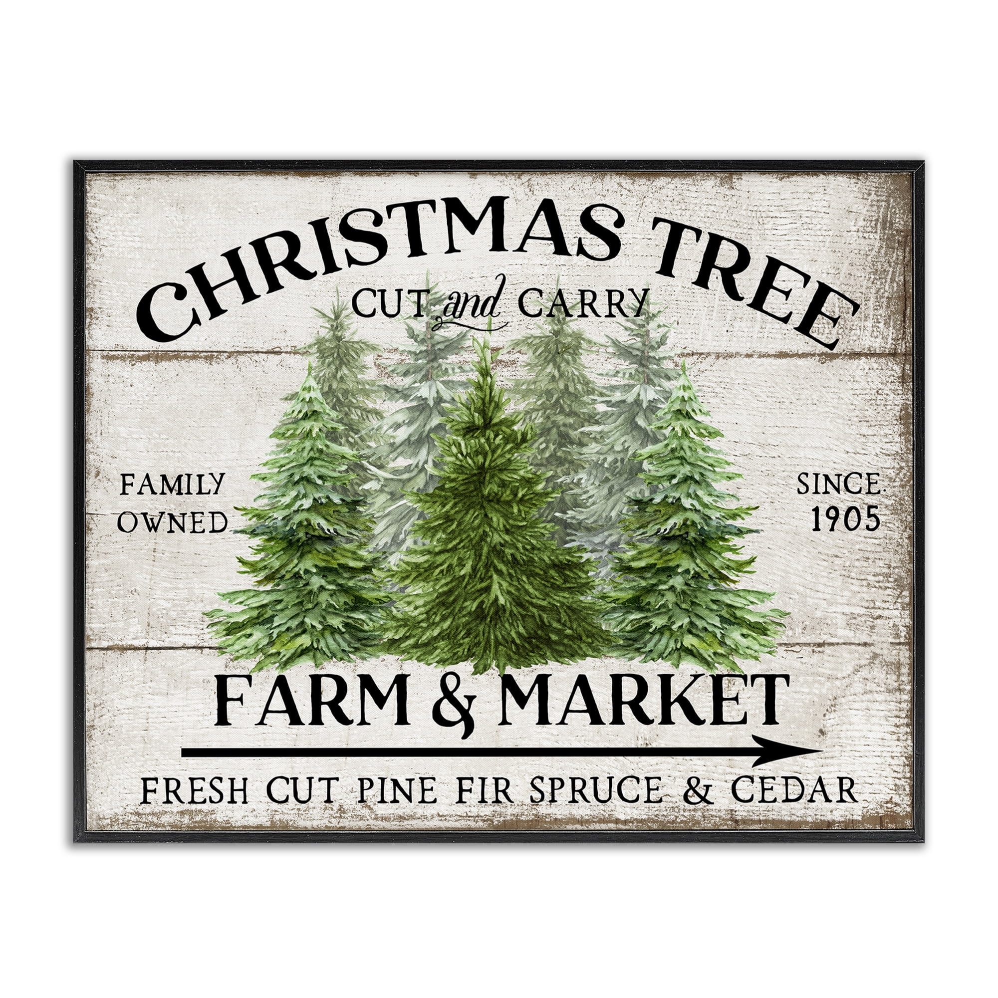 Stupell Industries Farm & Market Christmas Holiday Painting Black Framed Art Prints Wall Art, 30 x 24