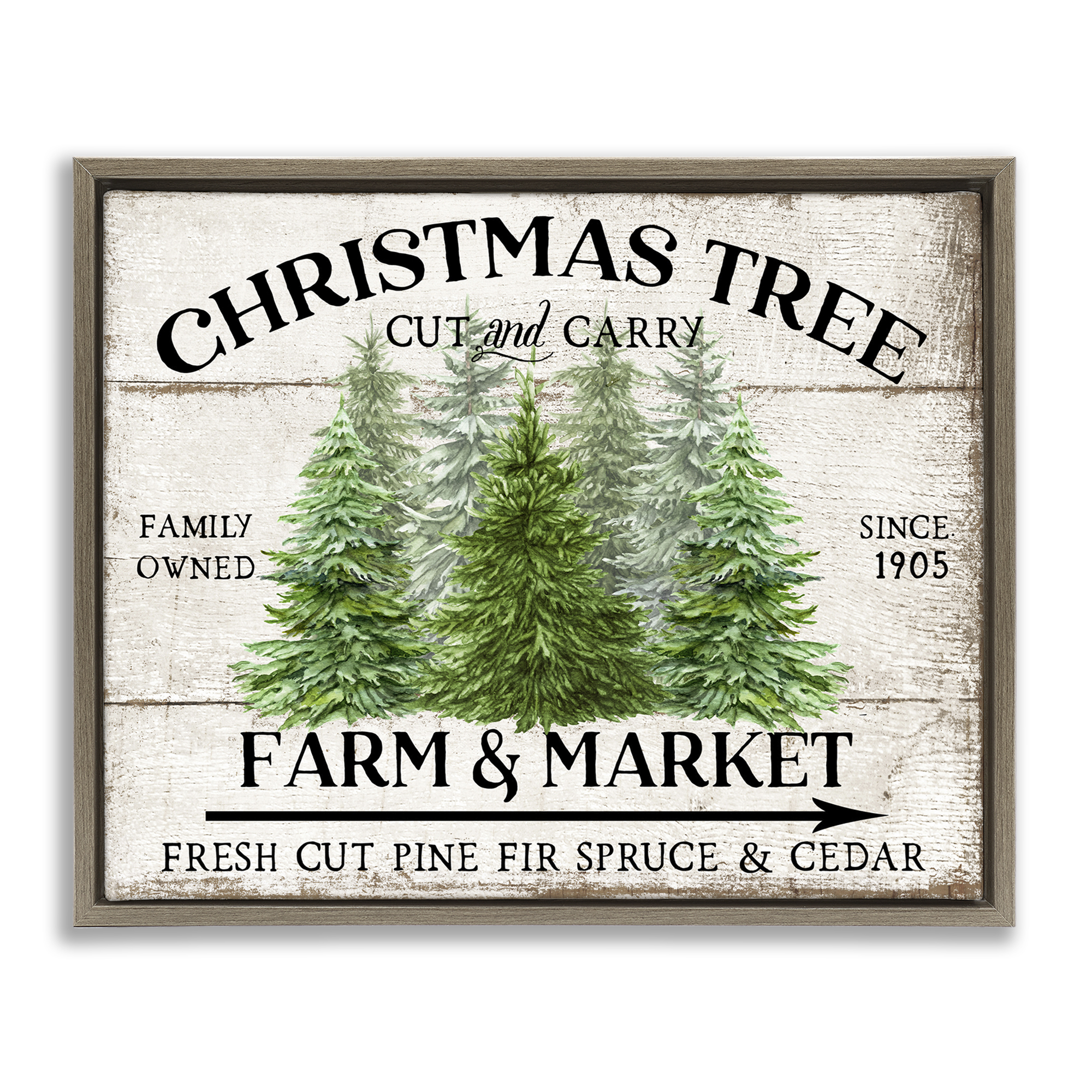 Stupell Industries Farm & Market Christmas Holiday Painting Brown Floater Framed Canvas Art Prints Wall Art, 21 x 17