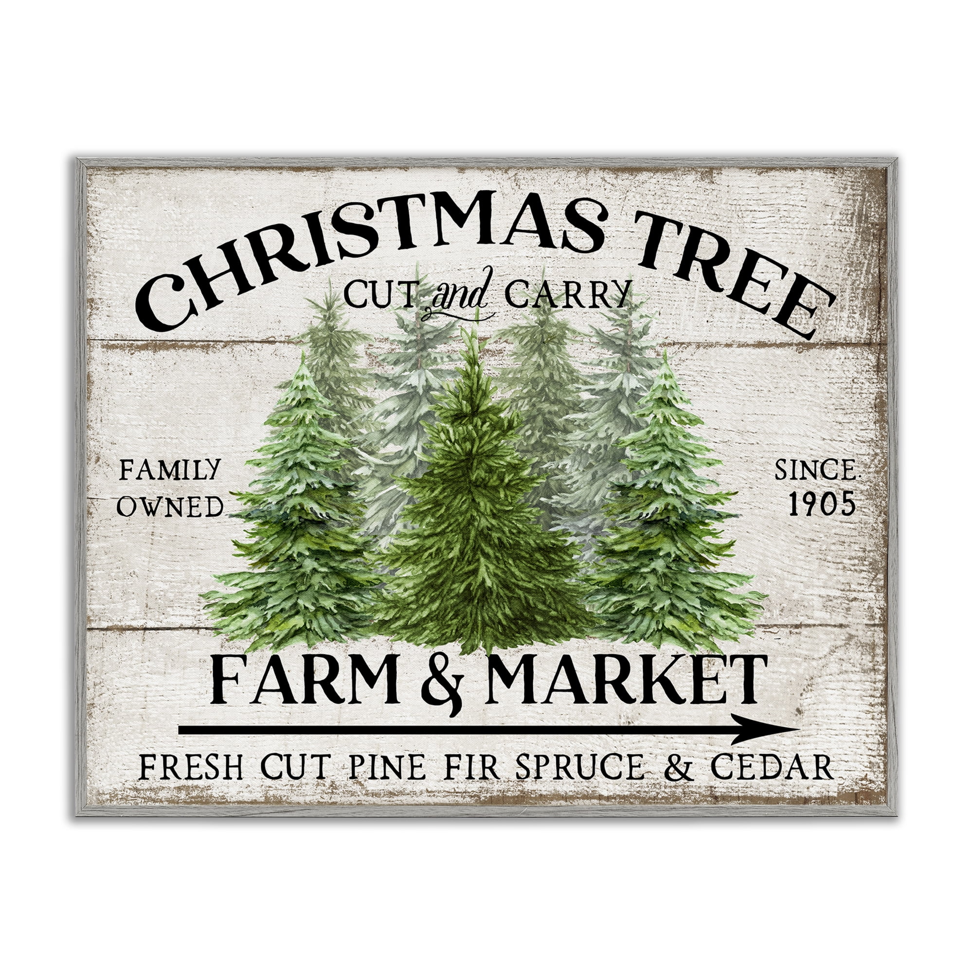 Stupell Industries Farm & Market Christmas Holiday Painting Gray Framed Art Prints Wall Art, 14 x 11