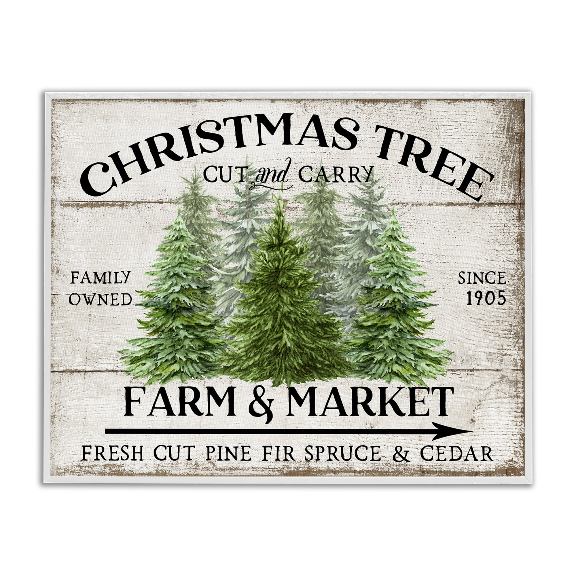 Stupell Industries Farm & Market Christmas Holiday Painting White Framed Art Prints Wall Art, 14 x 11