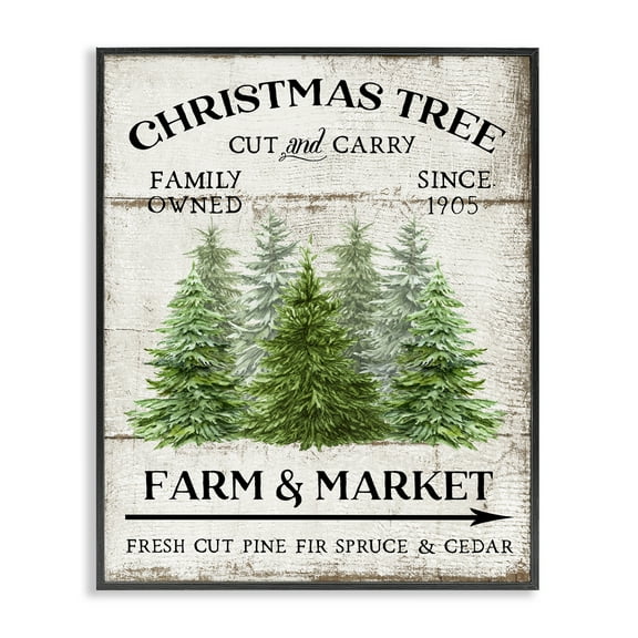 Stupell Industries Farm Market Christmas Trees Holiday Painting Black Framed Art Prints Wall Art, 11 x 14