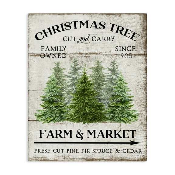 Stupell Industries Farm Market Christmas Trees Holiday Painting Gallery Wrapped Canvas Art Prints Wall Art, 16 x 20