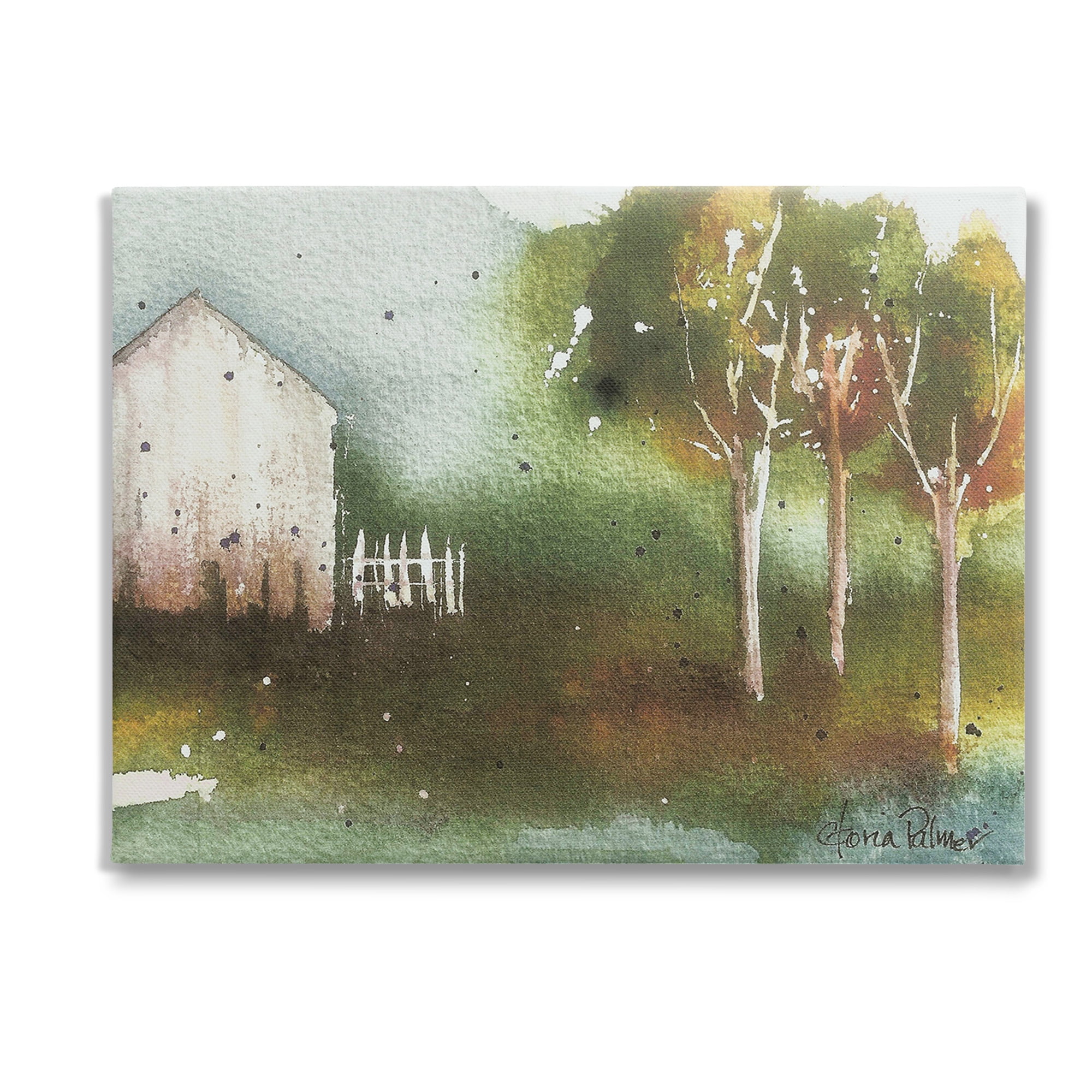 Stupell Industries Farm Nature Watercolor Landscape Painting Gallery Wrapped Canvas Art Print Wall Art, 40 x 30