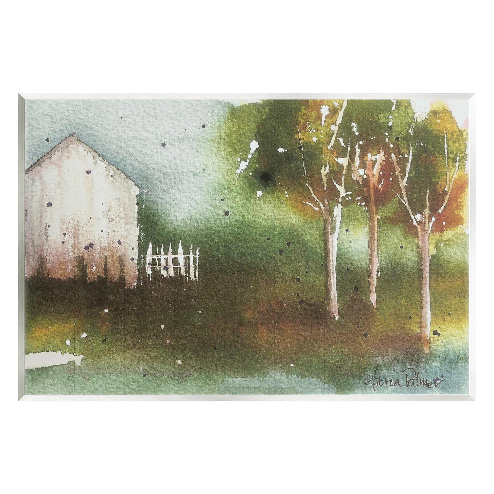 Stupell Industries Farm Nature Watercolor Landscape Painting Unframed Art Print Wall Art, 19 x 13