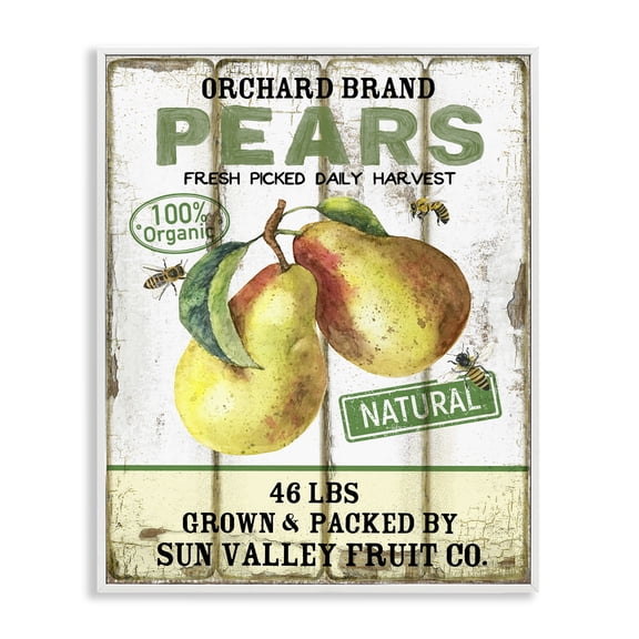 Stupell Industries Farm Orchard Pears Food & Beverage Painting White Framed Art Print Wall Art, 16 x 20
