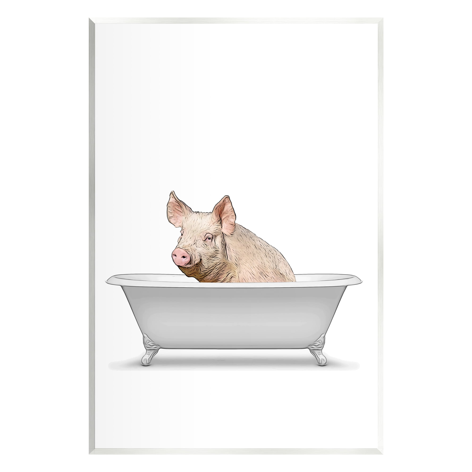 Stupell Industries Farm Pig Bath Tub Bathroom Animals & Insects Painting Unframed Art Print Wall Art