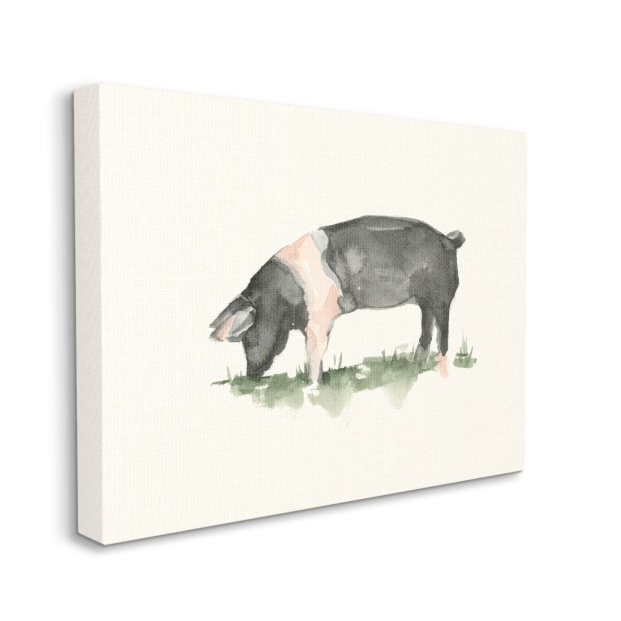 Stupell Industries Farm Pig Grazing in Field Hog Watercolor Design by Ethan Harper, 30" x 40"