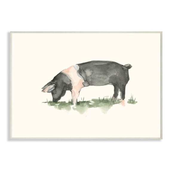 Stupell Industries Farm Pig Grazing in Field Hog Watercolor Design by Ethan Harper