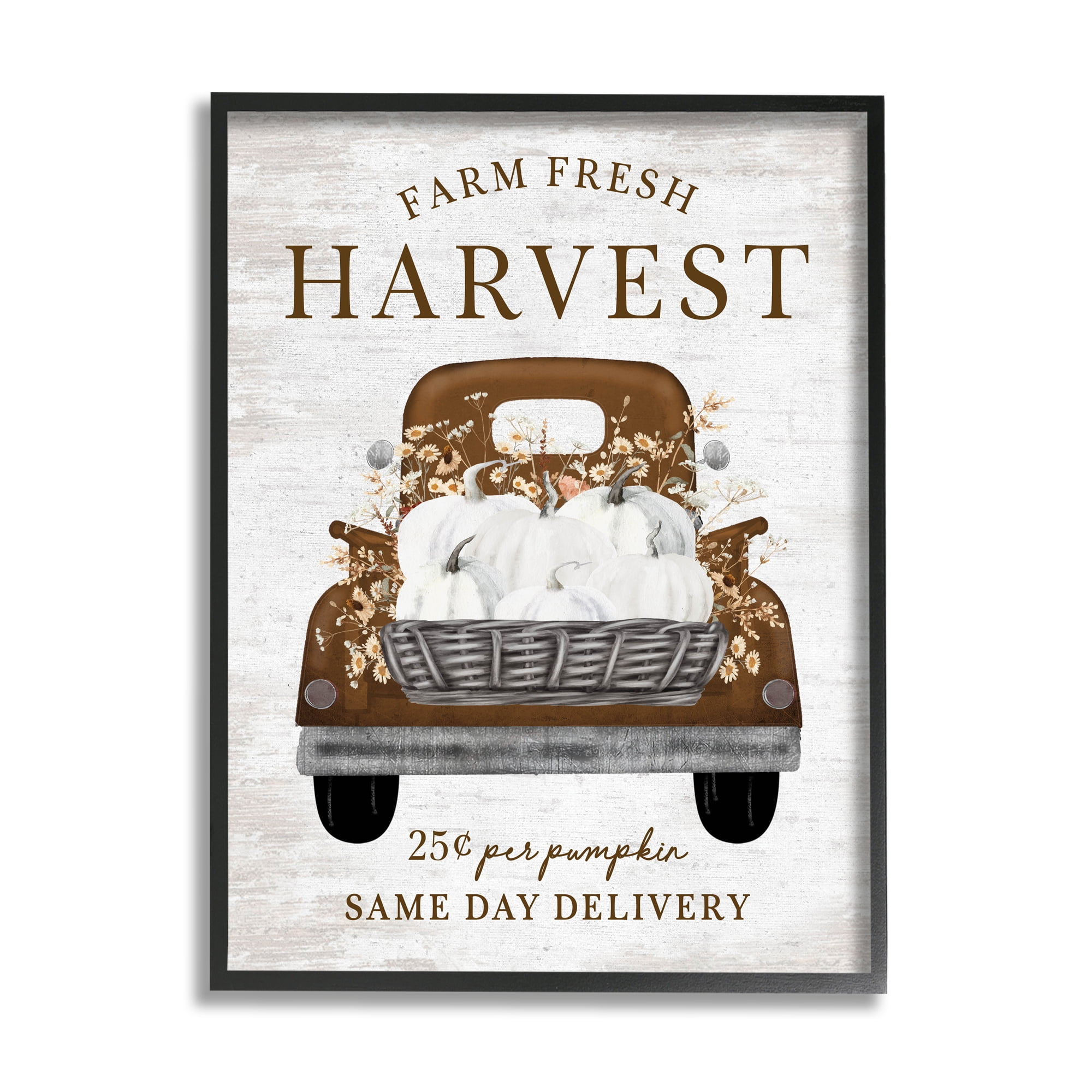 Stupell Industries Farm Pumpkin Harvest Holiday Painting Black Framed Art Print Wall Art, 24 x 30